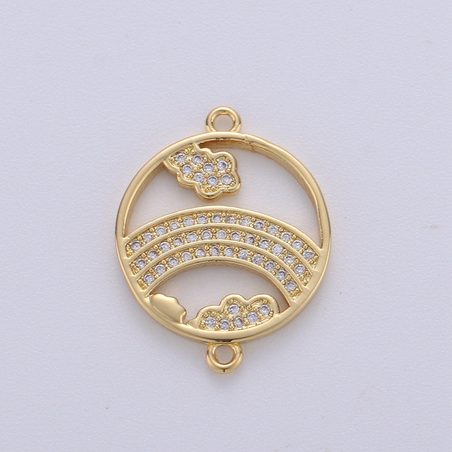 1pc 24k Gold Micro Pave CZ Rainbow Charm Connector Micro Pave CZ Rainbow Bracelet Connector For Bracelet Necklace Supply