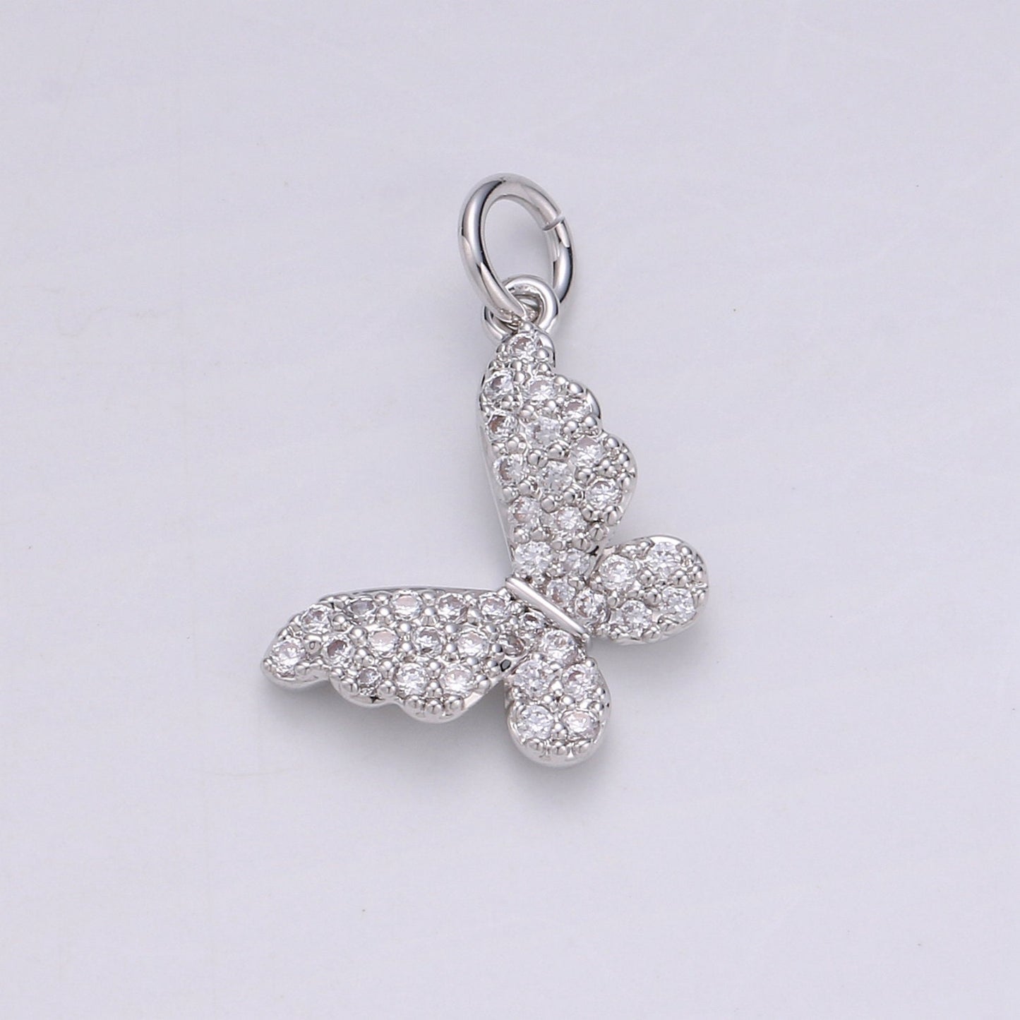 Dainty 24k Gold and Silver Micro Pave Butterfly Charm, Cubic Zirconia Mariposa Pendant Charm, Charm,DIY Jewelry ch 1717