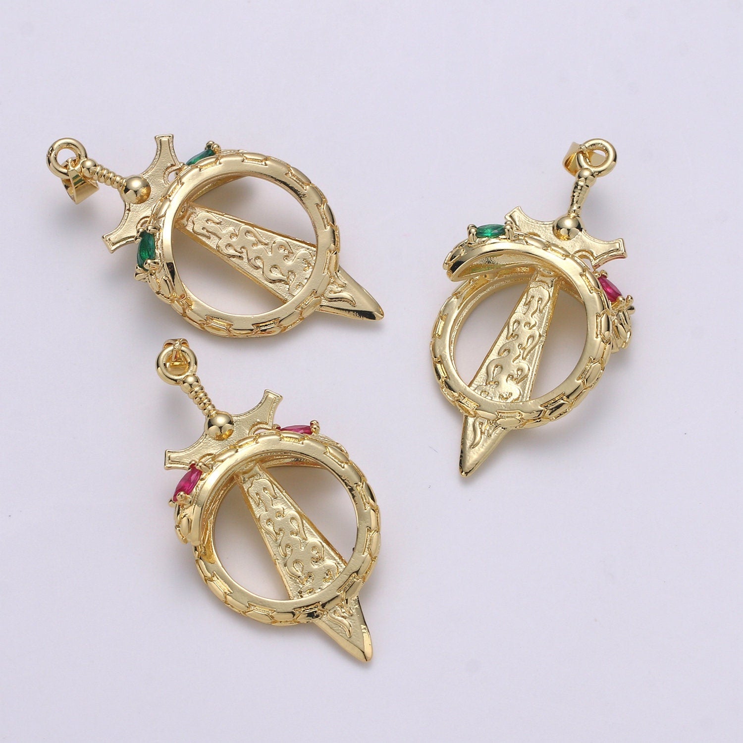 14K Gold Viking Sword Charm, Sword Pendant, 14K Gold sword Charm for Necklace Bracelet Supply