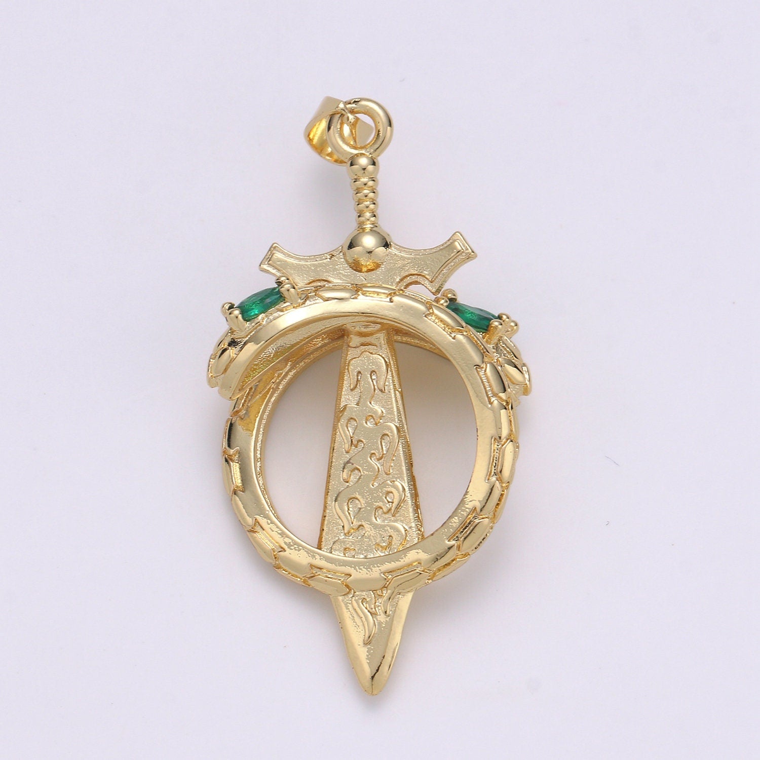 14K Gold Viking Sword Charm, Sword Pendant, 14K Gold sword Charm for Necklace Bracelet Supply