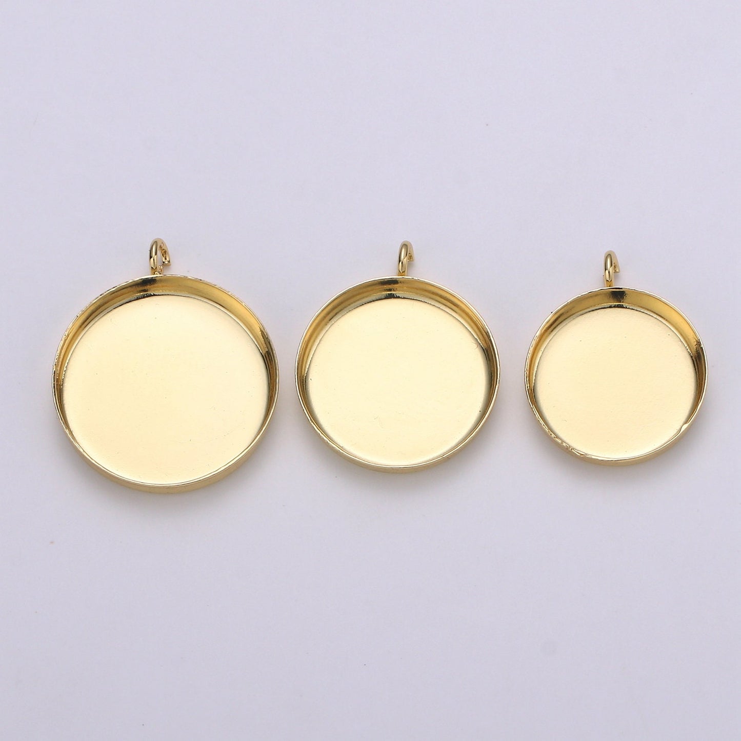 1pcs 14kGold Circular Bezel Cup Earring,Supplies for DIY Earring & Pendat Jewelry,Perfect for DIYRound Pendant Tray with Loop 926-928