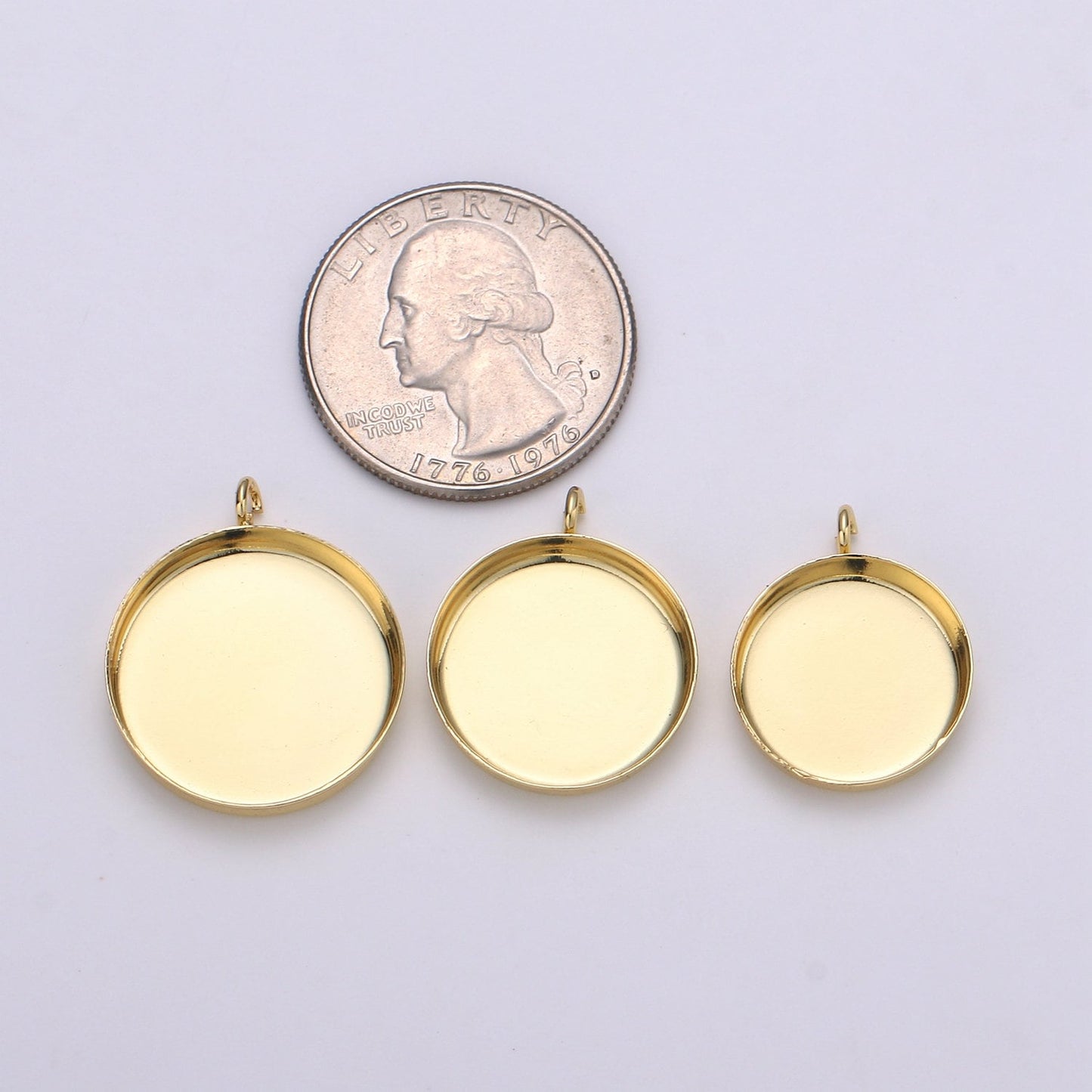 1pcs 14kGold Circular Bezel Cup Earring,Supplies for DIY Earring & Pendat Jewelry,Perfect for DIYRound Pendant Tray with Loop 926-928