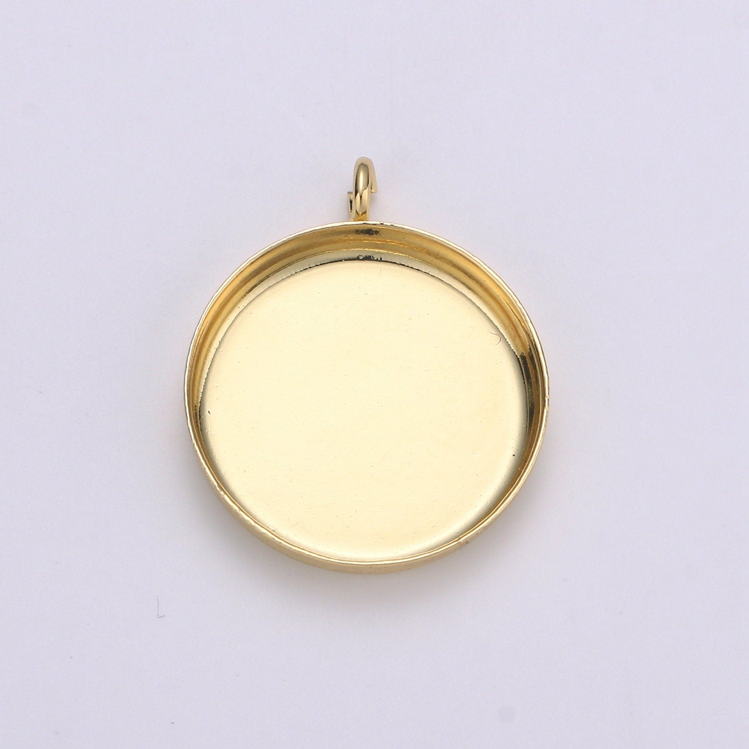 1pcs 14kGold Circular Bezel Cup Earring,Supplies for DIY Earring & Pendat Jewelry,Perfect for DIYRound Pendant Tray with Loop 926-928