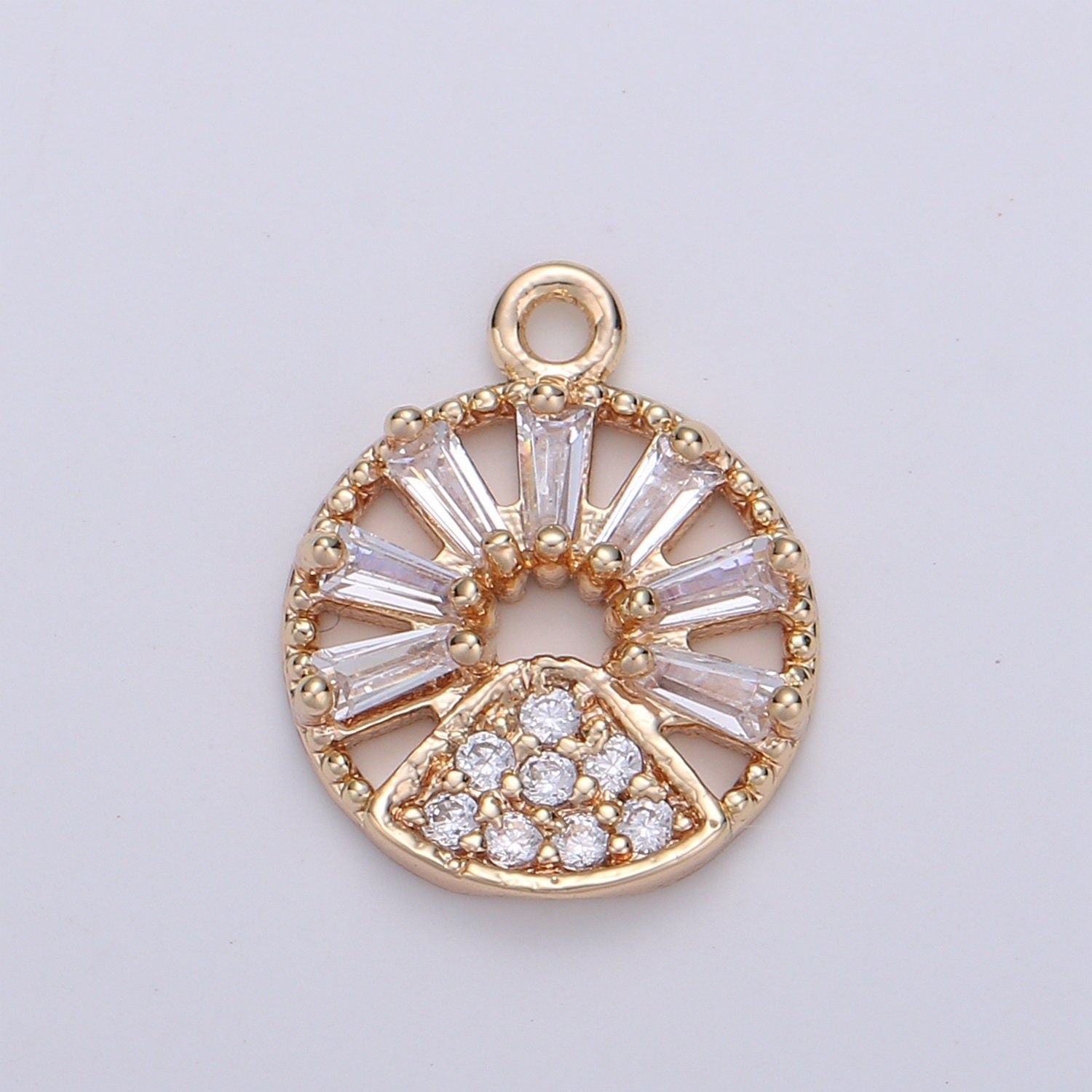 18K Gold Angel Charm, Micro Pave Cubic Zirconia Mini Pendant, Dainty beautiful Jewelry CharmBracelet Earring Necklace,Princess Cut CZ