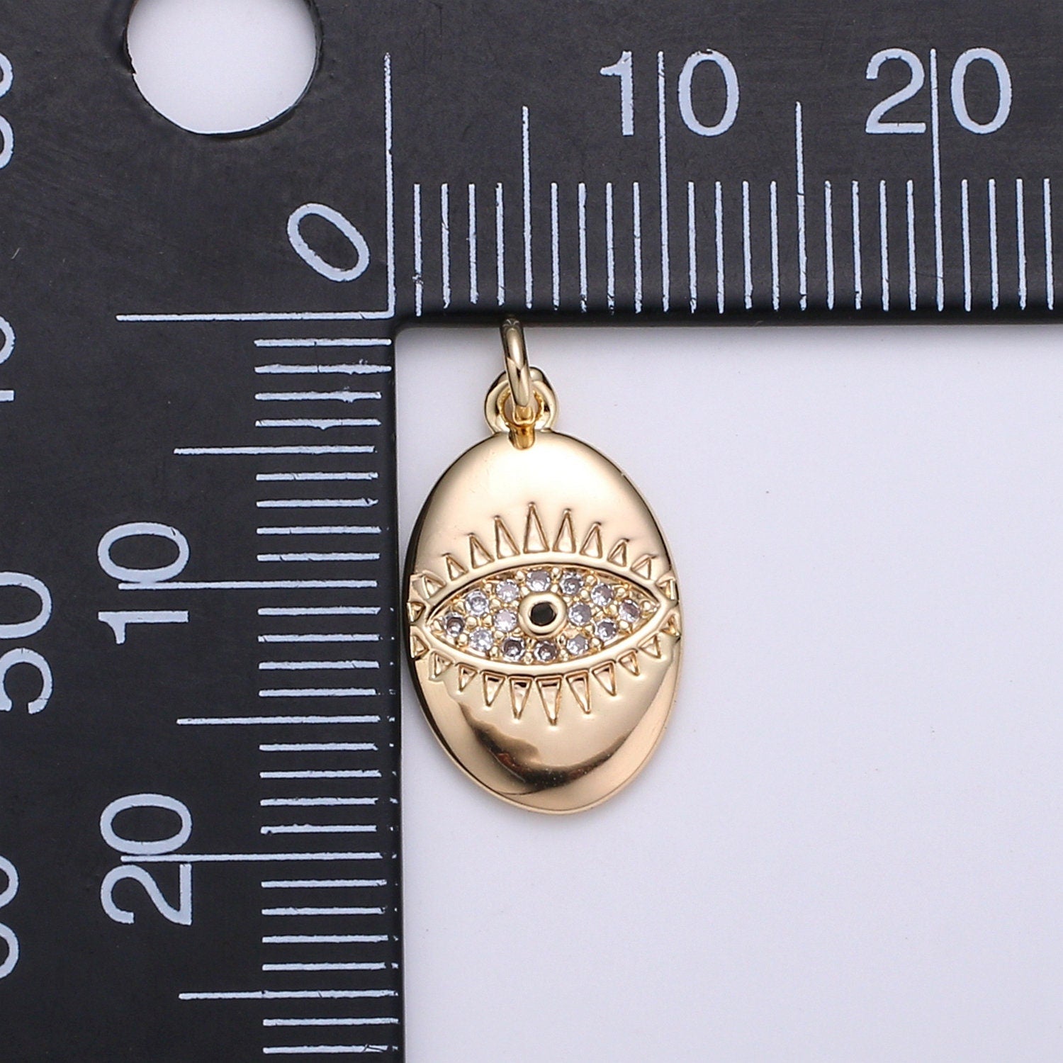 1pc 18k Gold Micro Pave CZ Evil Eye Pendant Charm, For DIY Jewelry, Red, Blue, Green,Clear CZ Evil Eye Charm