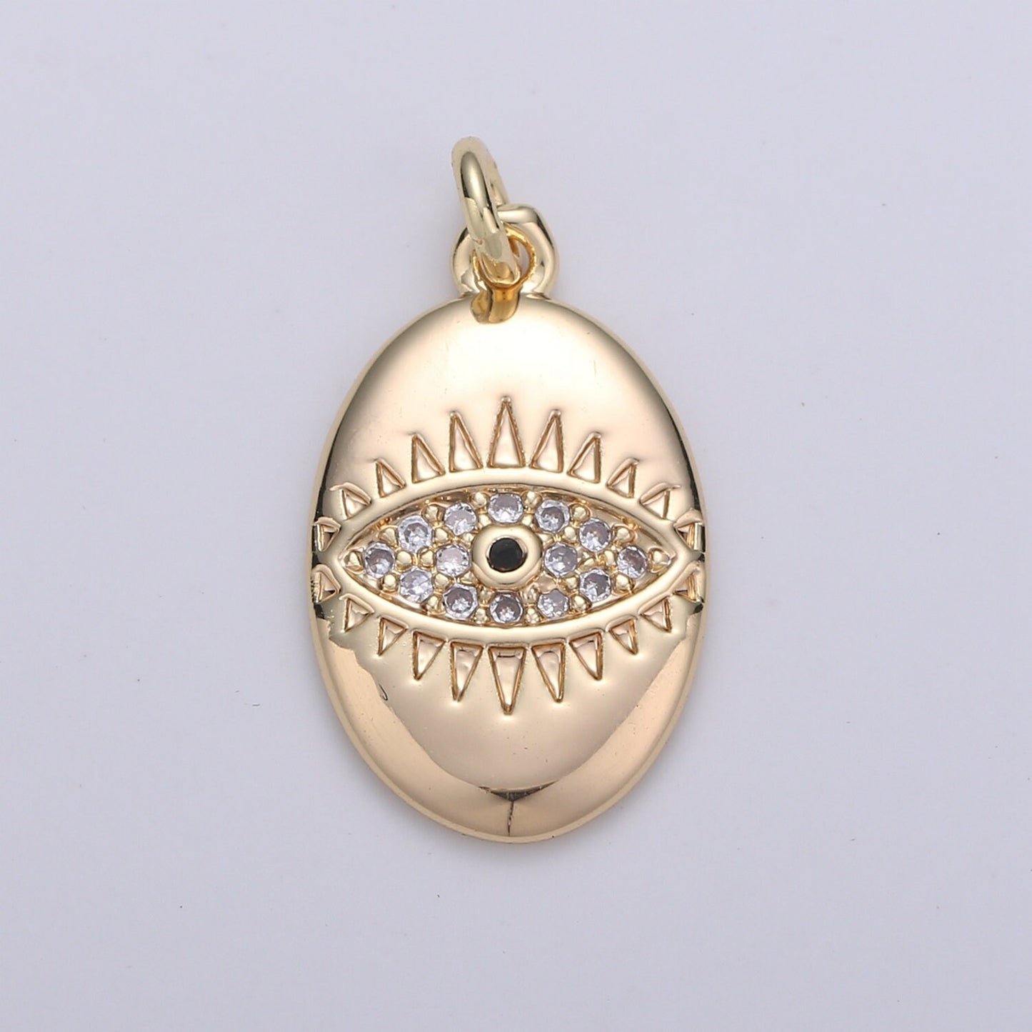 1pc 18k Gold Micro Pave CZ Evil Eye Pendant Charm, For DIY Jewelry, Red, Blue, Green,Clear CZ Evil Eye Charm