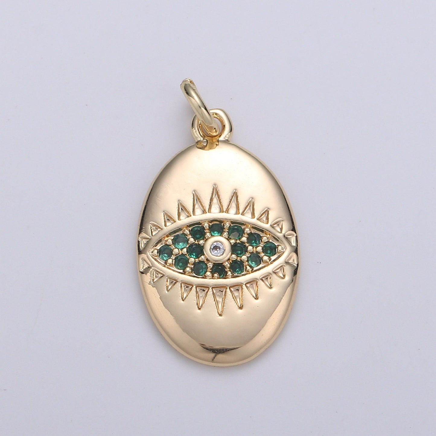 1pc 18k Gold Micro Pave CZ Evil Eye Pendant Charm, For DIY Jewelry, Red, Blue, Green,Clear CZ Evil Eye Charm