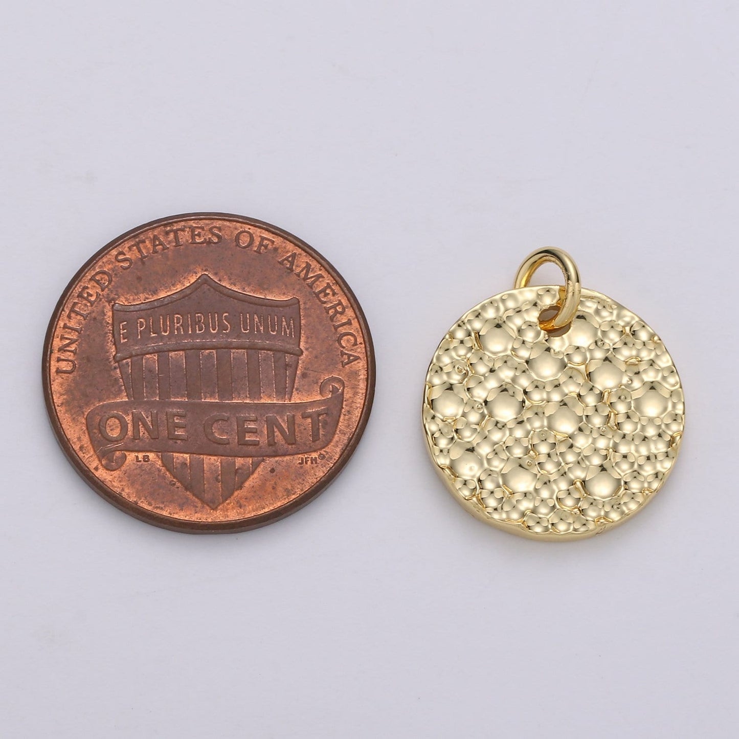 Round Pounded 14K Gold Charm Dainty Craft Supplies For Necklace Bracelet Jewelry, Geometric Charm Jewelry Making Supply DIY, D633
