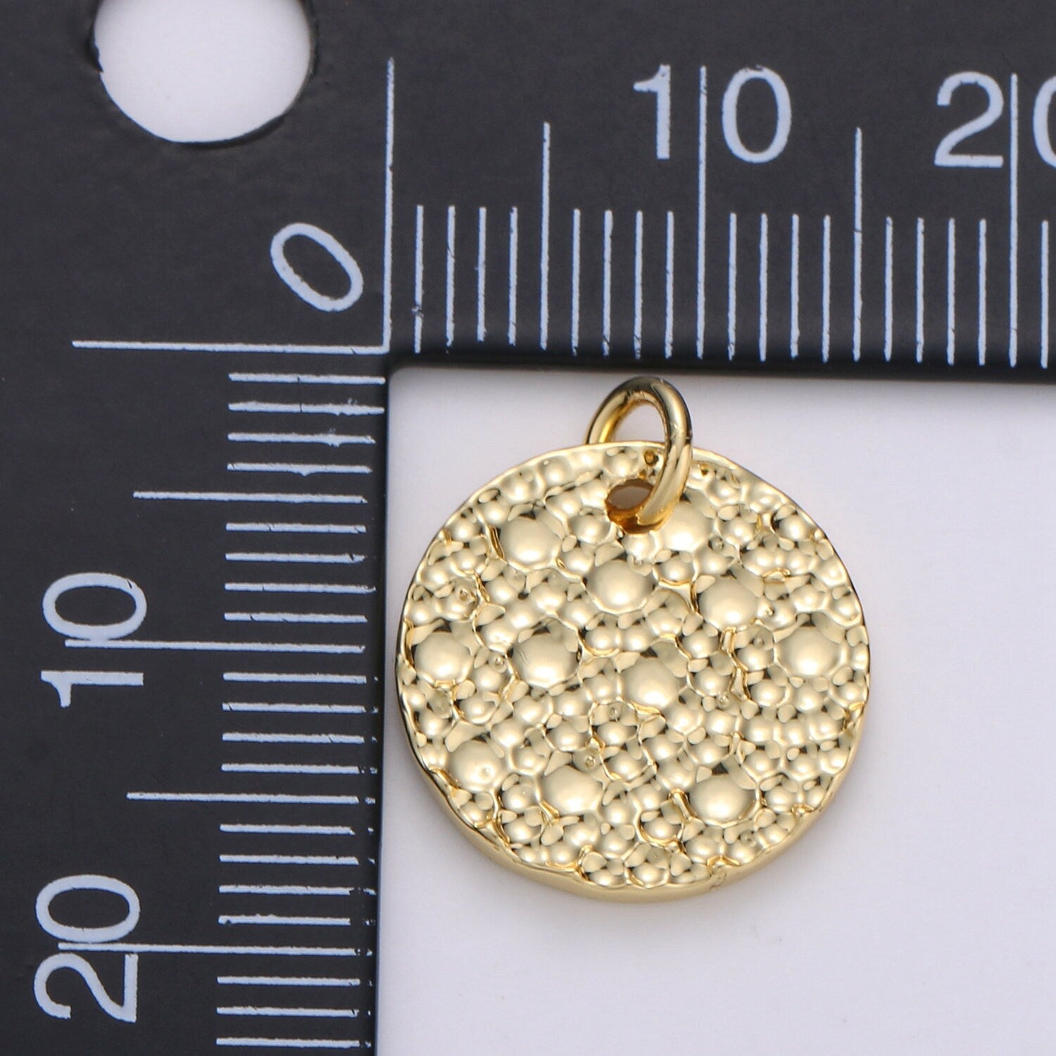 Round Pounded 14K Gold Charm Dainty Craft Supplies For Necklace Bracelet Jewelry, Geometric Charm Jewelry Making Supply DIY, D633