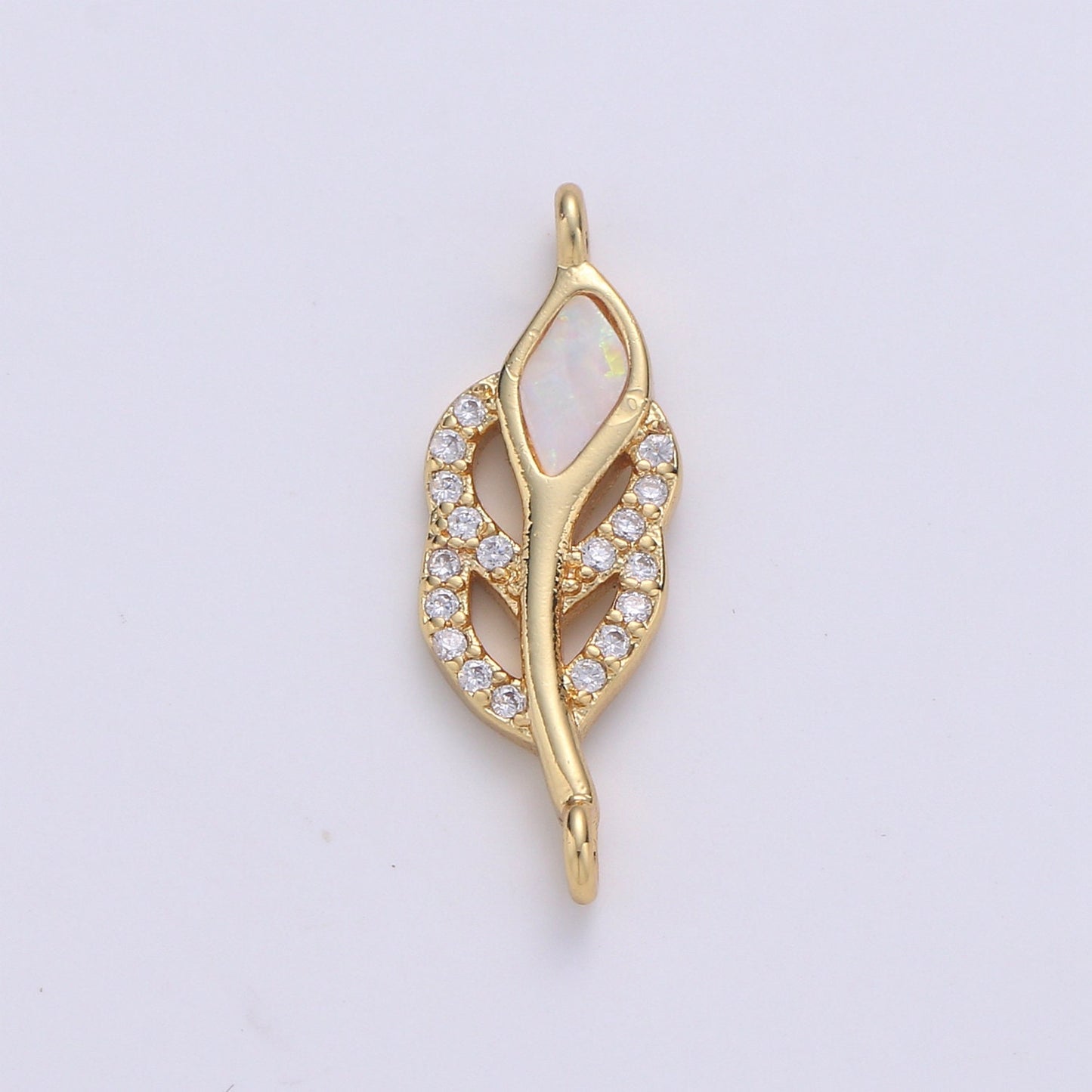 Leaf Cubic Pave 14K Gold FIlling Connector Blue Red White Dainty Connector for Necklace Bracelet Supply
