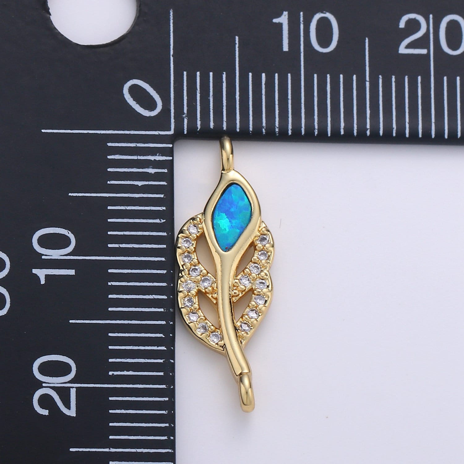 Leaf Cubic Pave 14K Gold FIlling Connector Blue Red White Dainty Connector for Necklace Bracelet Supply