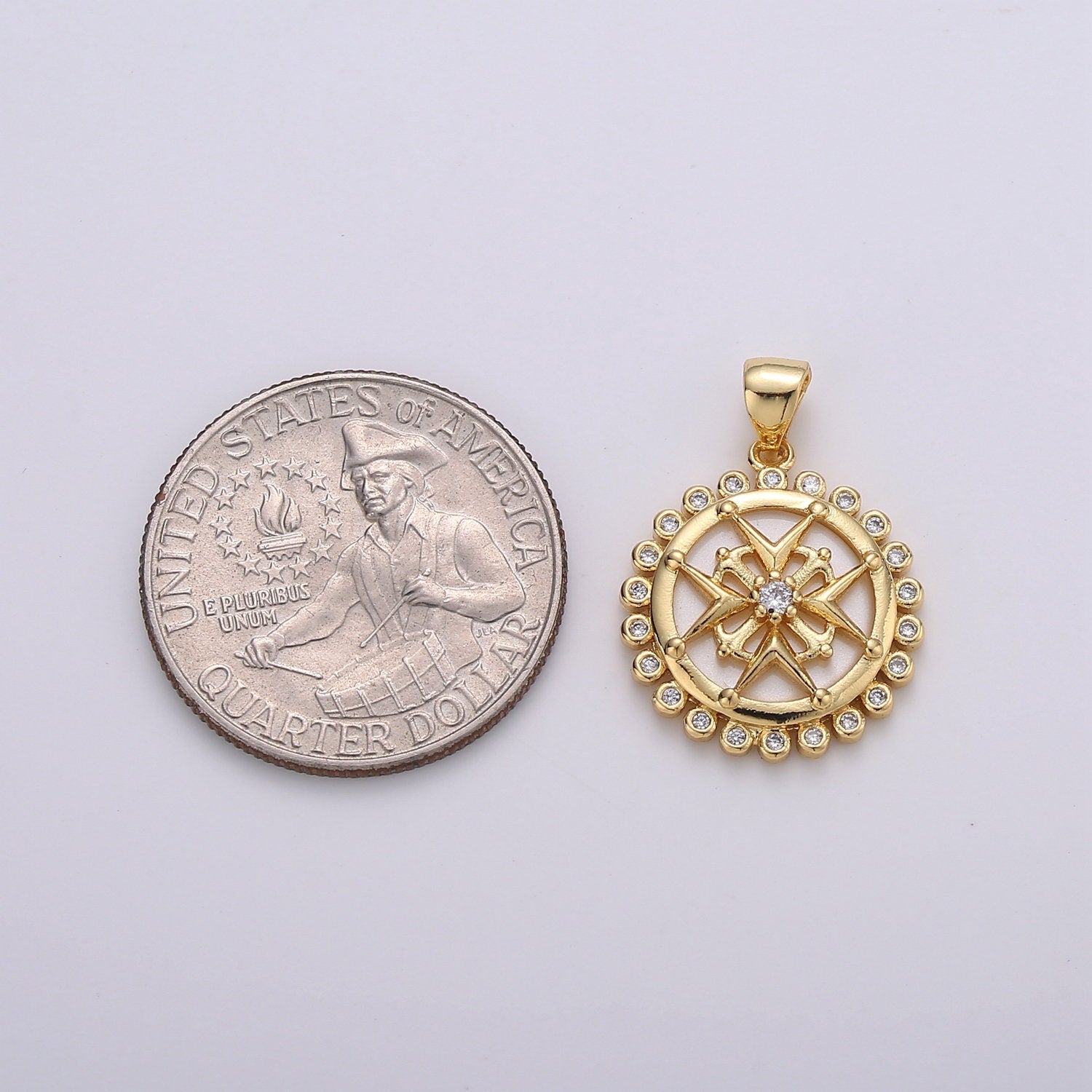 Medallion Charm ,Gold medallion Round Disc charm,Medallion pendant for Minimalist jewelry
