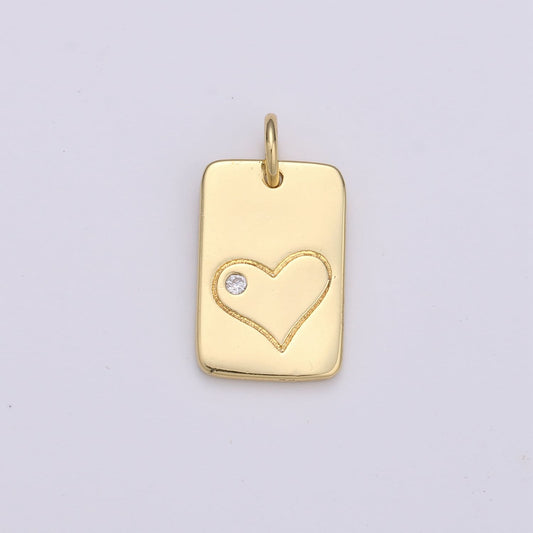 Dainty Heart Pendant - 10x18 Charm, Heart Pendant, Gold Heart Medallion Charm Heart Charm Bracelet Earring Necklace