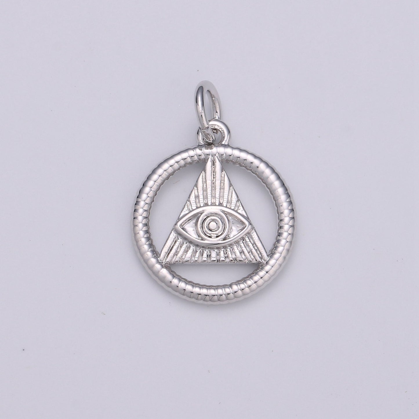 24k Gold and Silver Evil eye Triangle Charm, Circle Evil Eye Charm, , Gold Evil Eye Charm