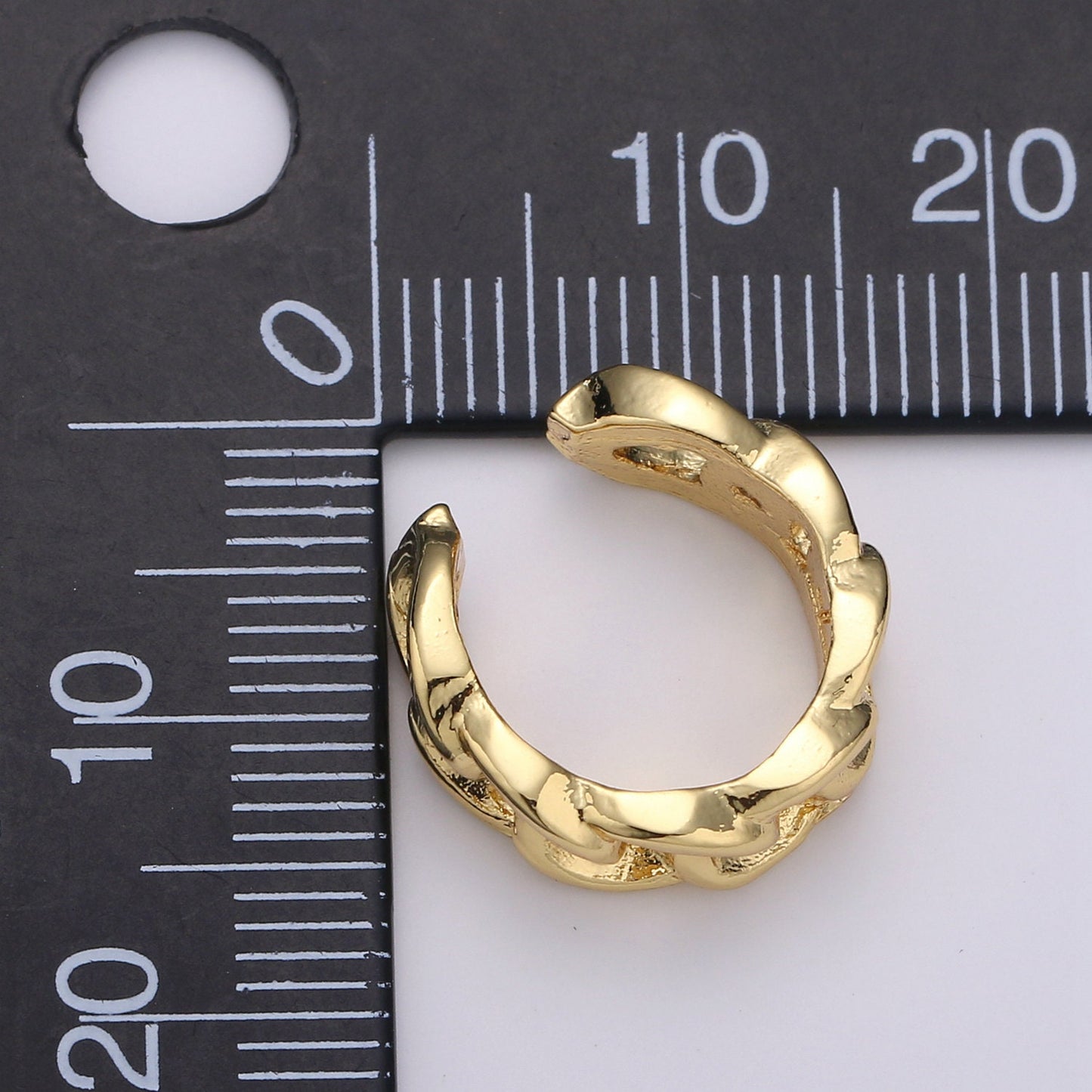 1Pcs 24K Gold Earcuff Earring, One Curb Chain Cuff, Nonpierced Earcuff for Cartilage, Single Earring, Minimalist ear cuff, EARCUFF- 79