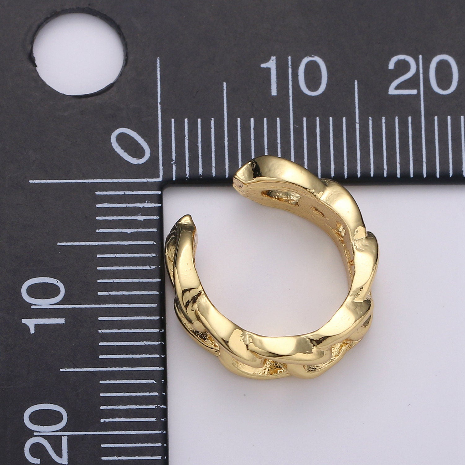 1Pcs 24K Gold Earcuff Earring, One Curb Chain Cuff, Nonpierced Earcuff for Cartilage, Single Earring, Minimalist ear cuff, EARCUFF- 79