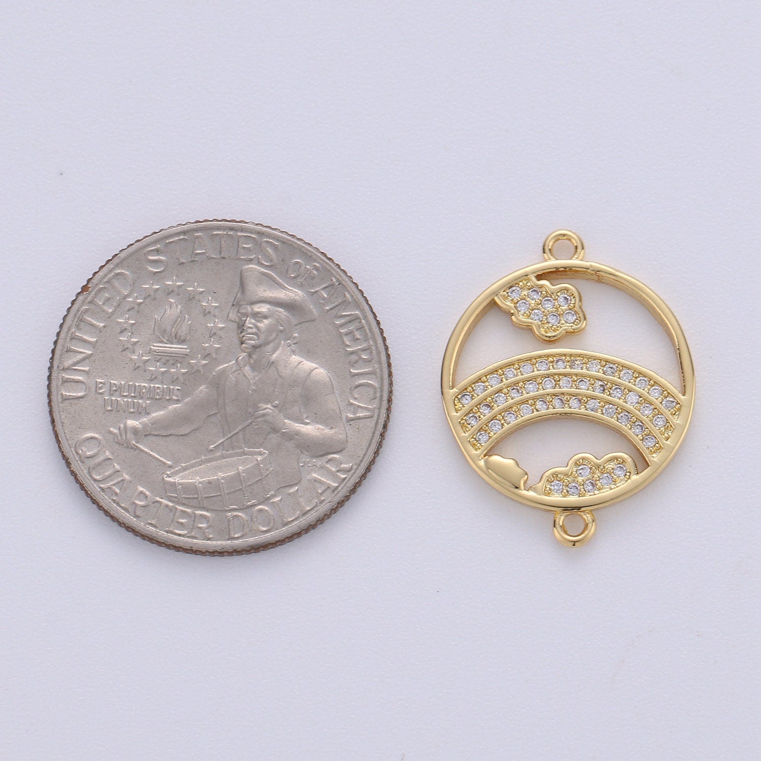 1pc 24k Gold Micro Pave CZ Rainbow Charm Connector Micro Pave CZ Rainbow Bracelet Connector For Bracelet Necklace Supply