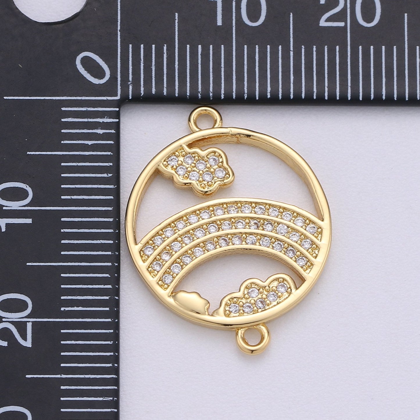 1pc 24k Gold Micro Pave CZ Rainbow Charm Connector Micro Pave CZ Rainbow Bracelet Connector For Bracelet Necklace Supply