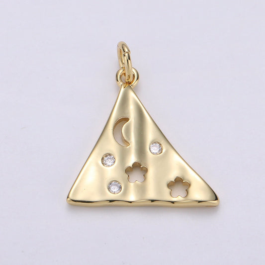Dainty Triangle Charm Jewelry Gold Crescent Moon and star Charm Jewelry Making Supply 24K Gold Findings Charm Star Jewelry