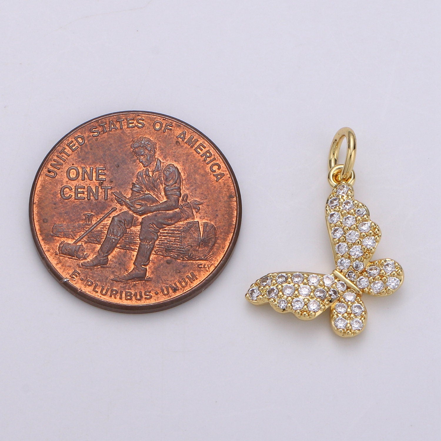 Dainty 24k Gold and Silver Micro Pave Butterfly Charm, Cubic Zirconia Mariposa Pendant Charm, Charm,DIY Jewelry ch 1717