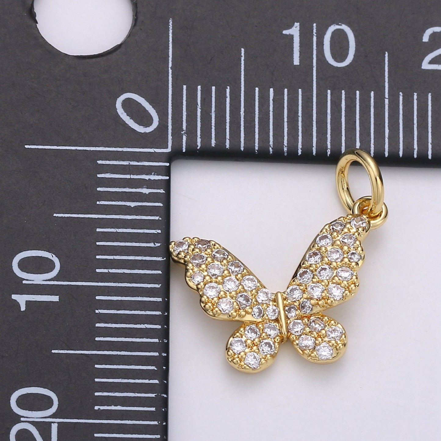 Dainty 24k Gold and Silver Micro Pave Butterfly Charm, Cubic Zirconia Mariposa Pendant Charm, Charm,DIY Jewelry ch 1717