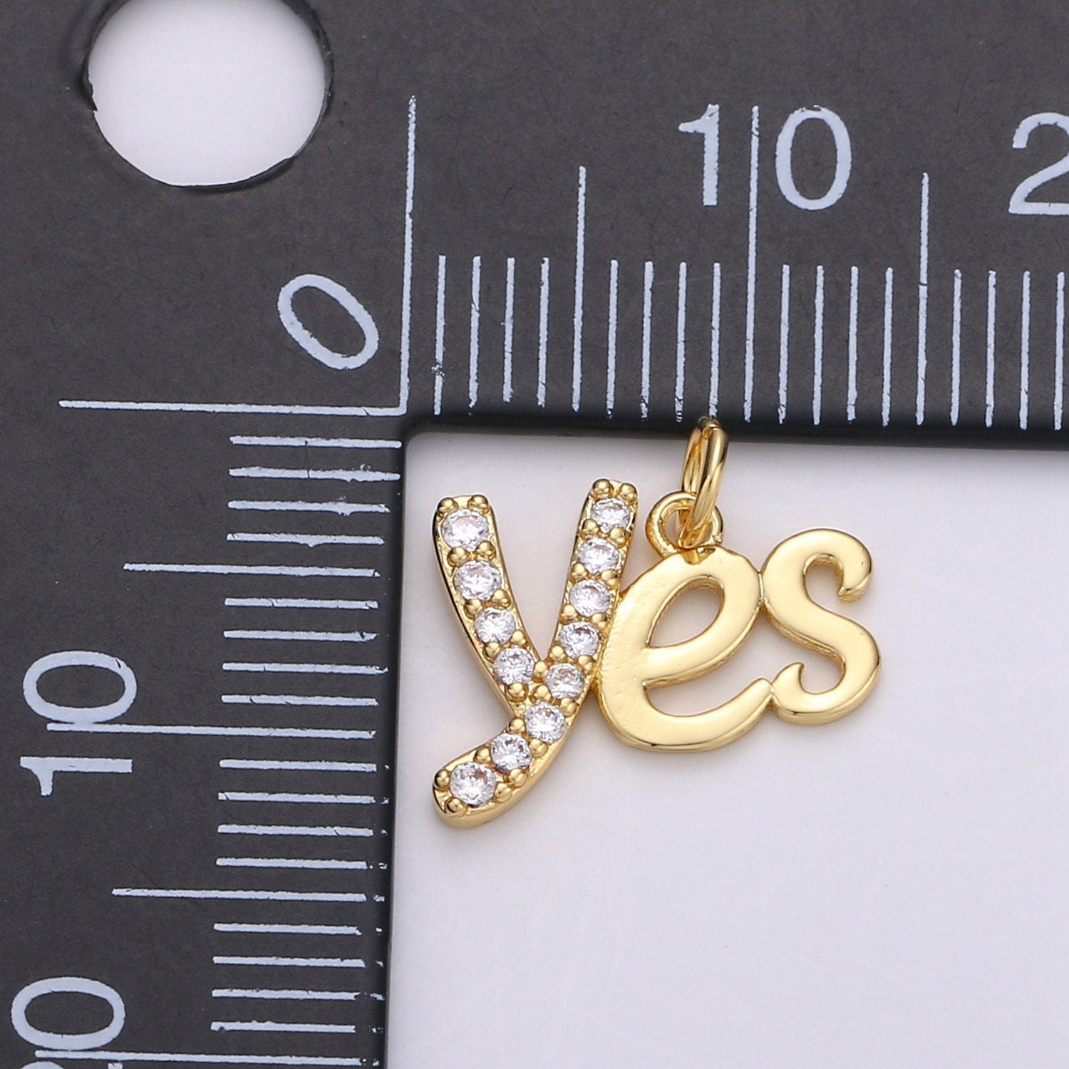 1pc Gold Plated Yes Charm, Yes Pendant Charm, Gold Plated Charm, For DIY Jewelry, Gold Color