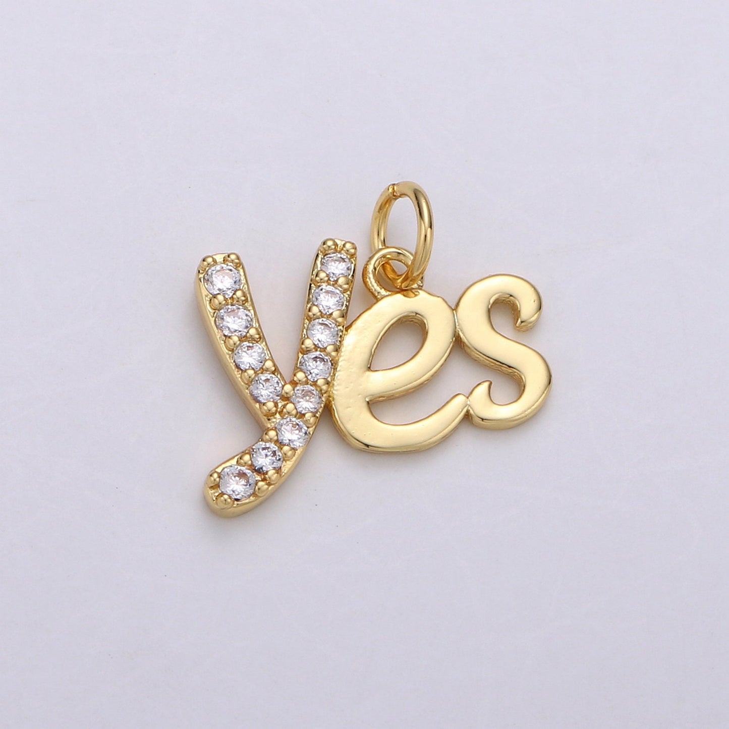 1pc Gold Plated Yes Charm, Yes Pendant Charm, Gold Plated Charm, For DIY Jewelry, Gold Color