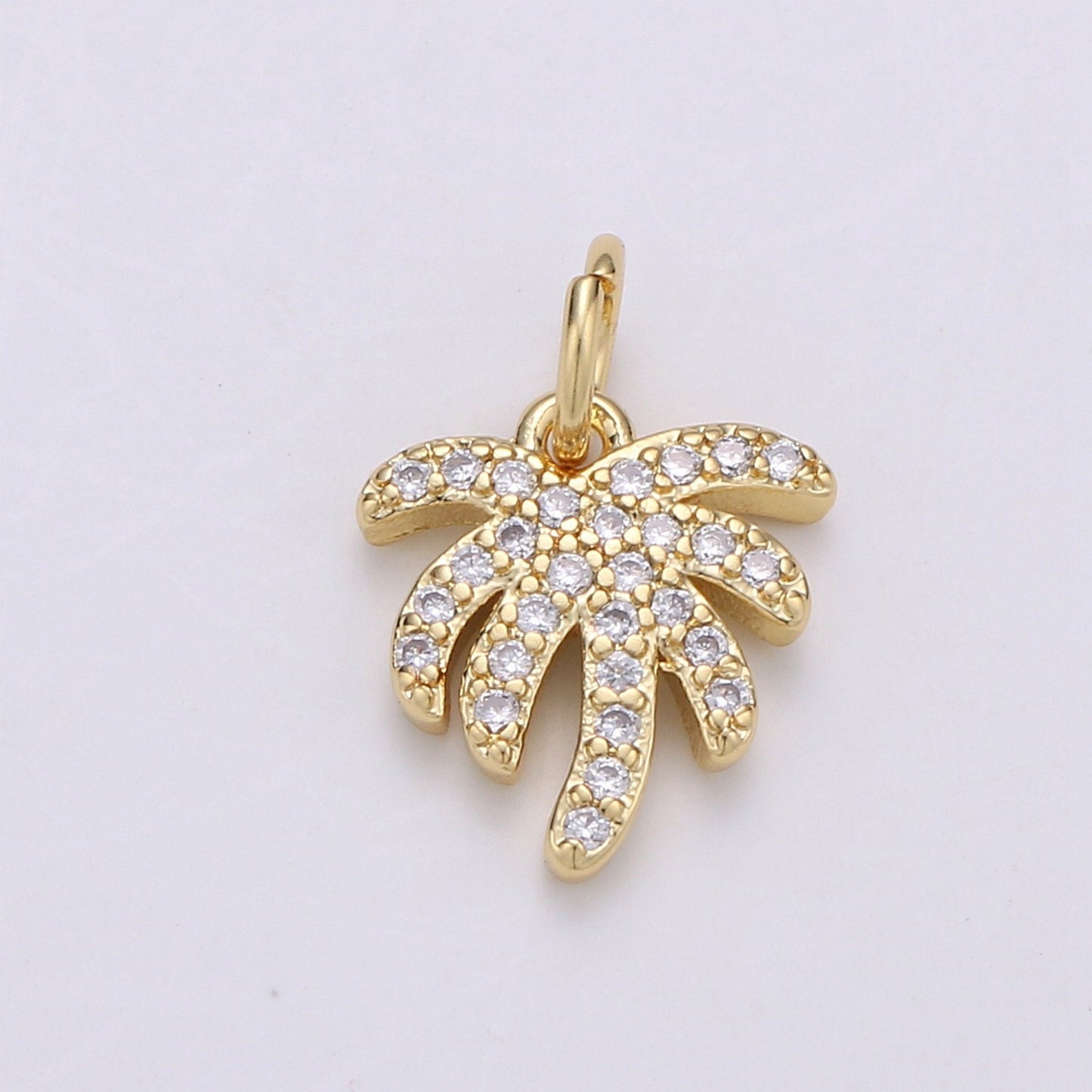 Tiny Gold Micro Pave CZ Coconut Tree Pendant Charm, Micro Pave CZ Pendant Charm, Pendant, For DIY Jewelry, chgf-180