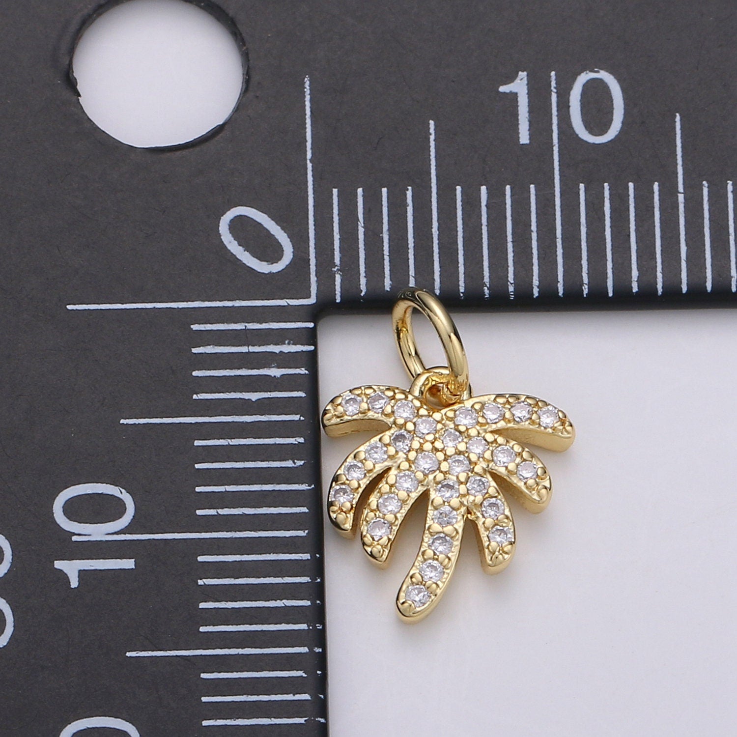 Tiny Gold Micro Pave CZ Coconut Tree Pendant Charm, Micro Pave CZ Pendant Charm, Pendant, For DIY Jewelry, chgf-180
