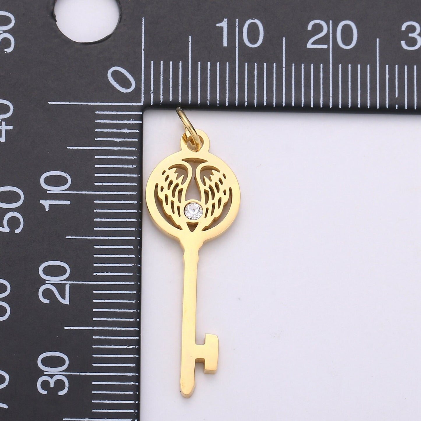 1pc Gold Key Pendant Charm, Dainty Wing Key Pendant Charm, Gold Key Pendant, For DIY Jewelry Making Supply, E-695