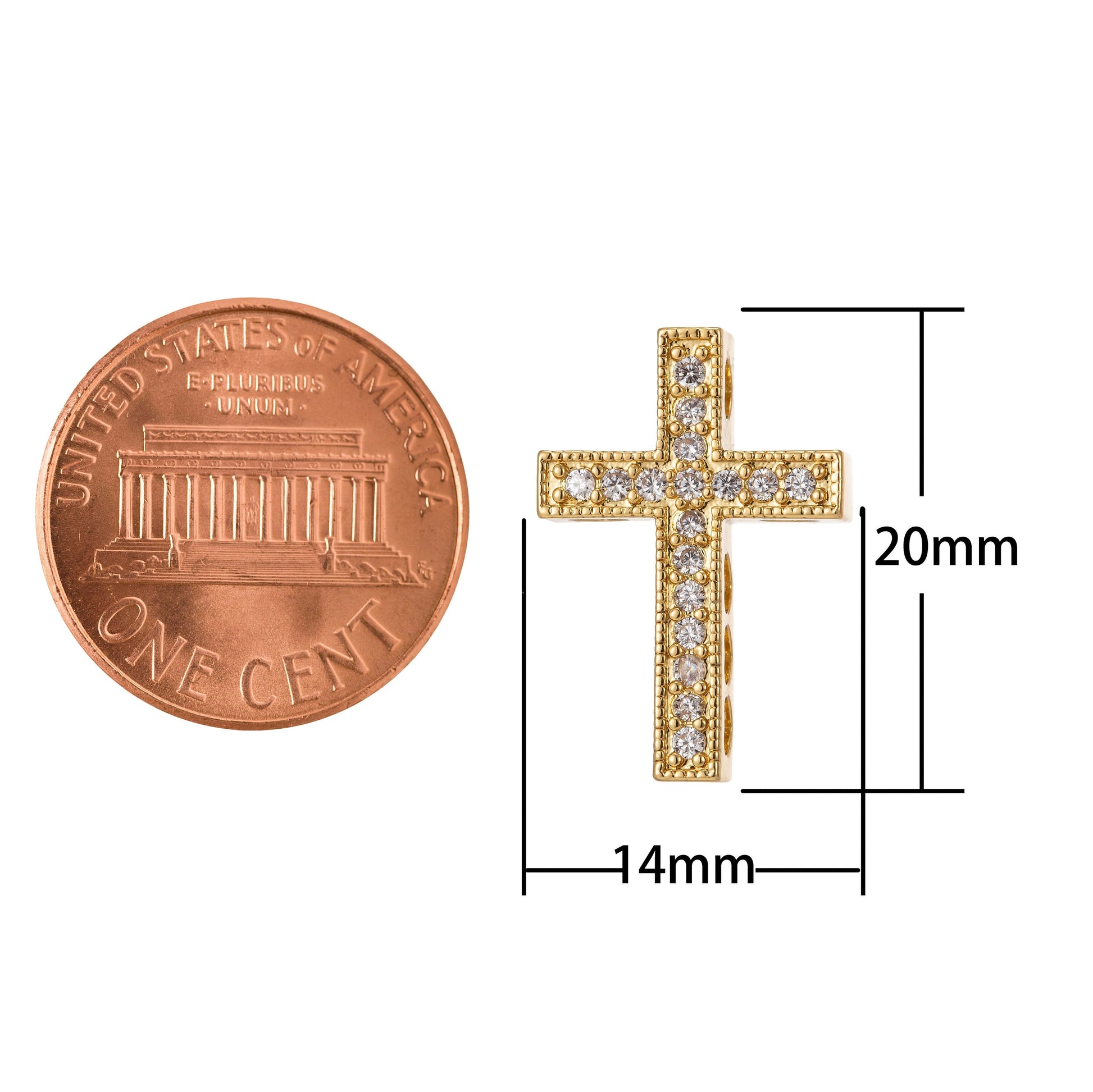 Cross Micro Pave CZ 14K Gold Bead, Good For Earring, Necklace, and bracelet, vertically or horizontally design charm,Gun Metal Plated