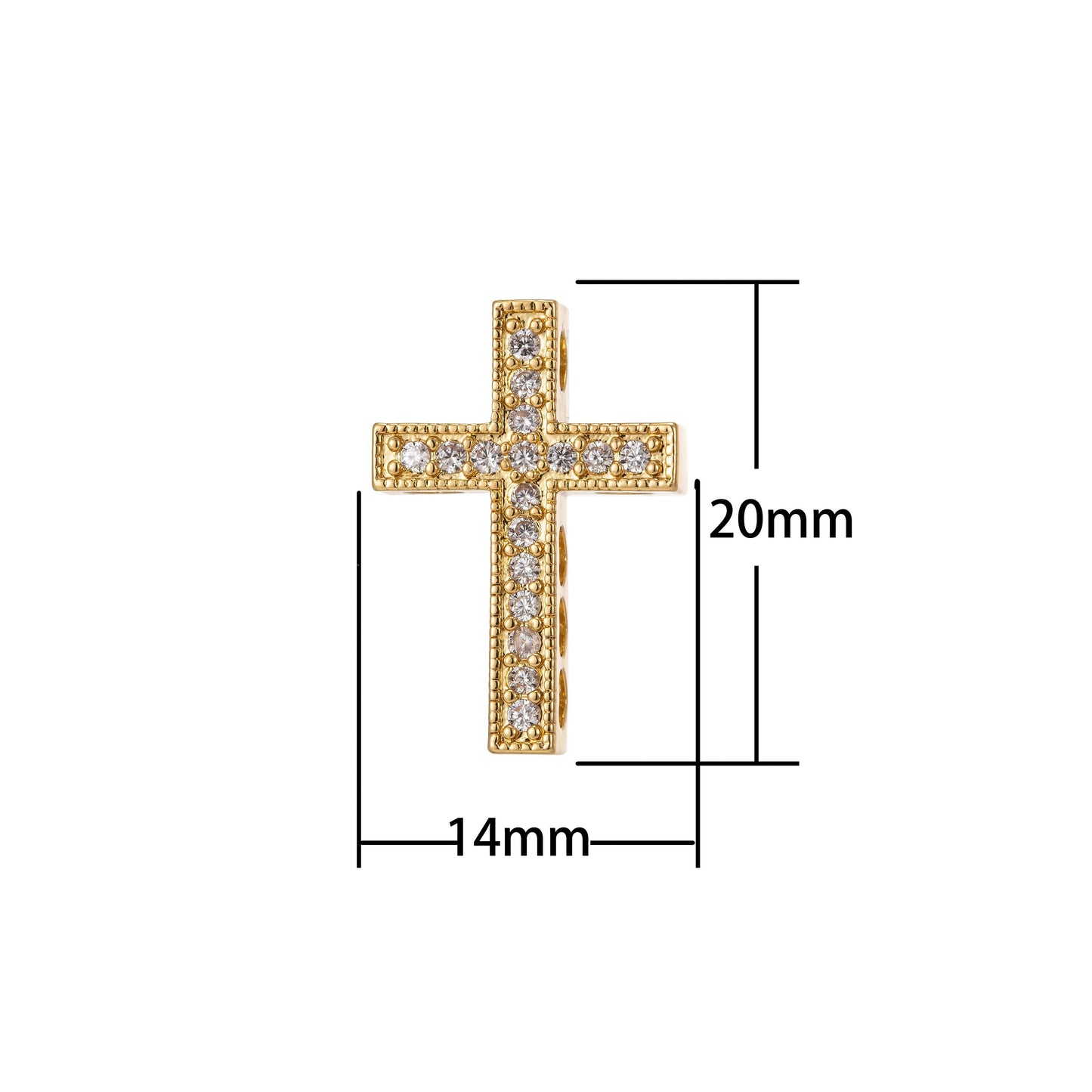 Cross Micro Pave CZ 14K Gold Bead, Good For Earring, Necklace, and bracelet, vertically or horizontally design charm,Gun Metal Plated