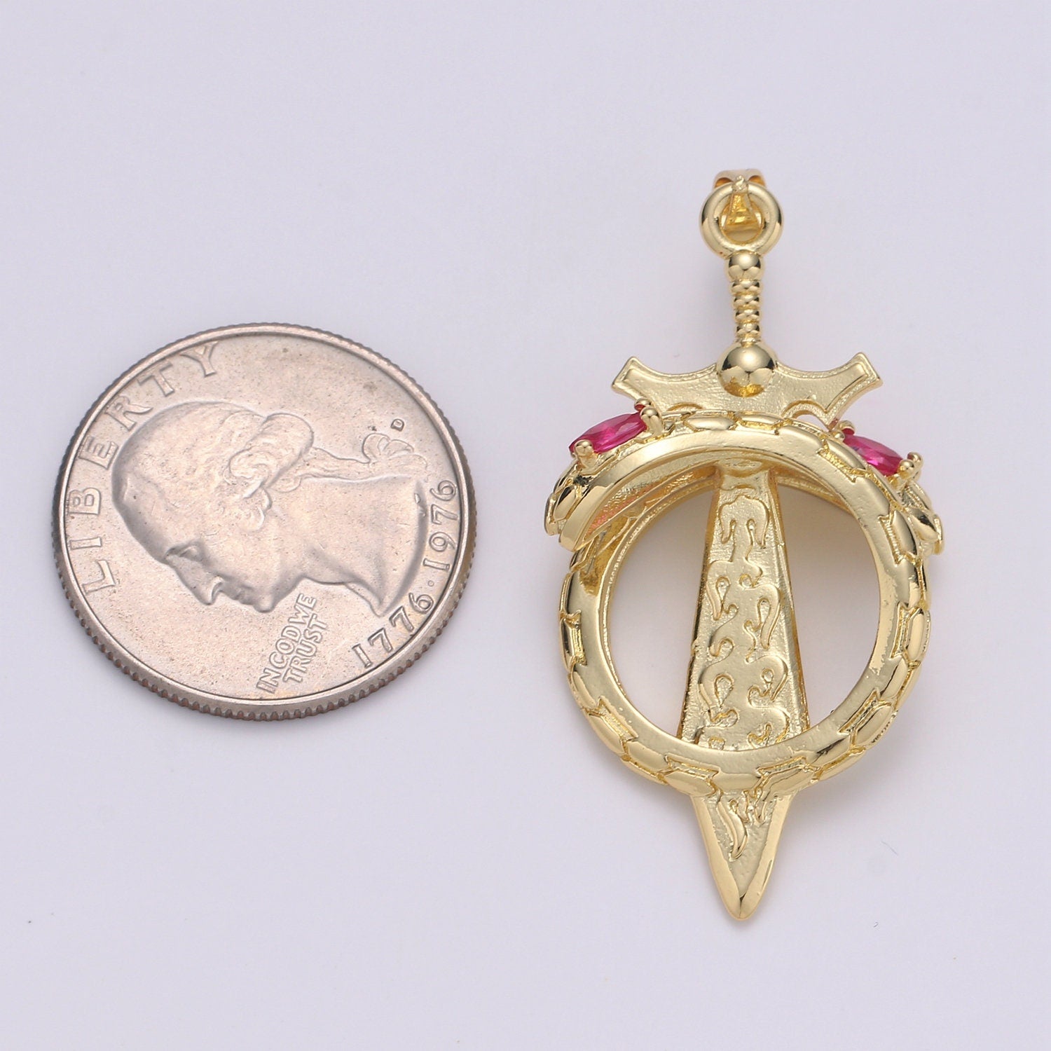 14K Gold Viking Sword Charm, Sword Pendant, 14K Gold sword Charm for Necklace Bracelet Supply