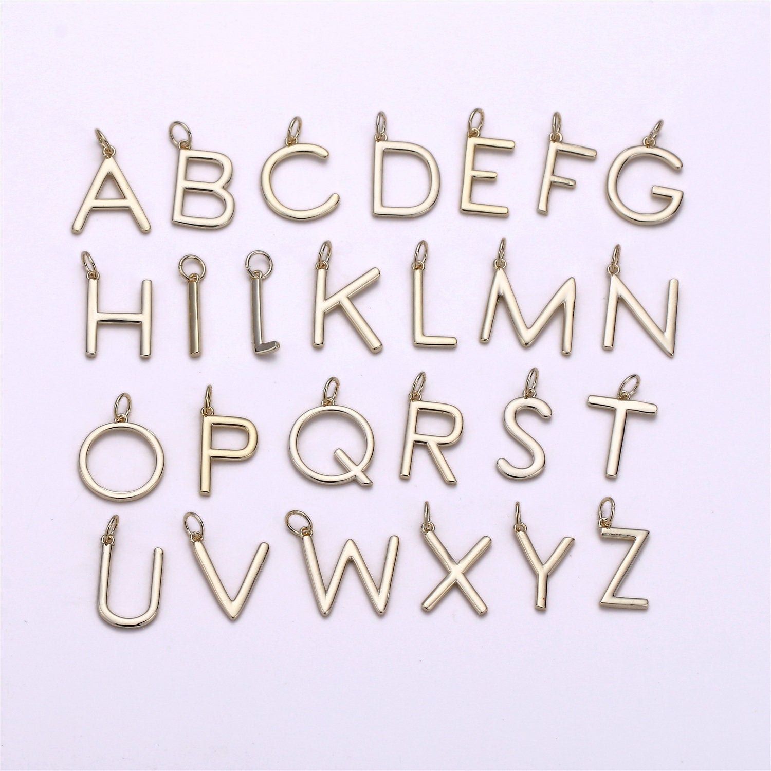 Gold Letter Charms, Personalized Charm, Initial Charms, Bracelet Charms, Mini Pendant Charms forNecklace Alphabet 20x14mm ALPH-16