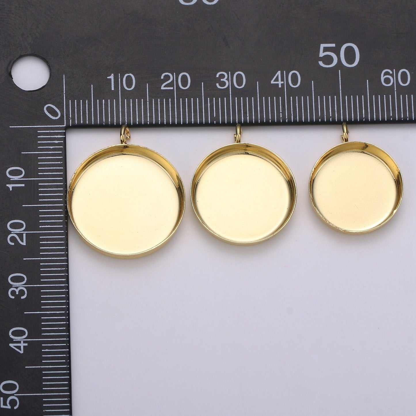 1pcs 14kGold Circular Bezel Cup Earring,Supplies for DIY Earring & Pendat Jewelry,Perfect for DIYRound Pendant Tray with Loop 926-928