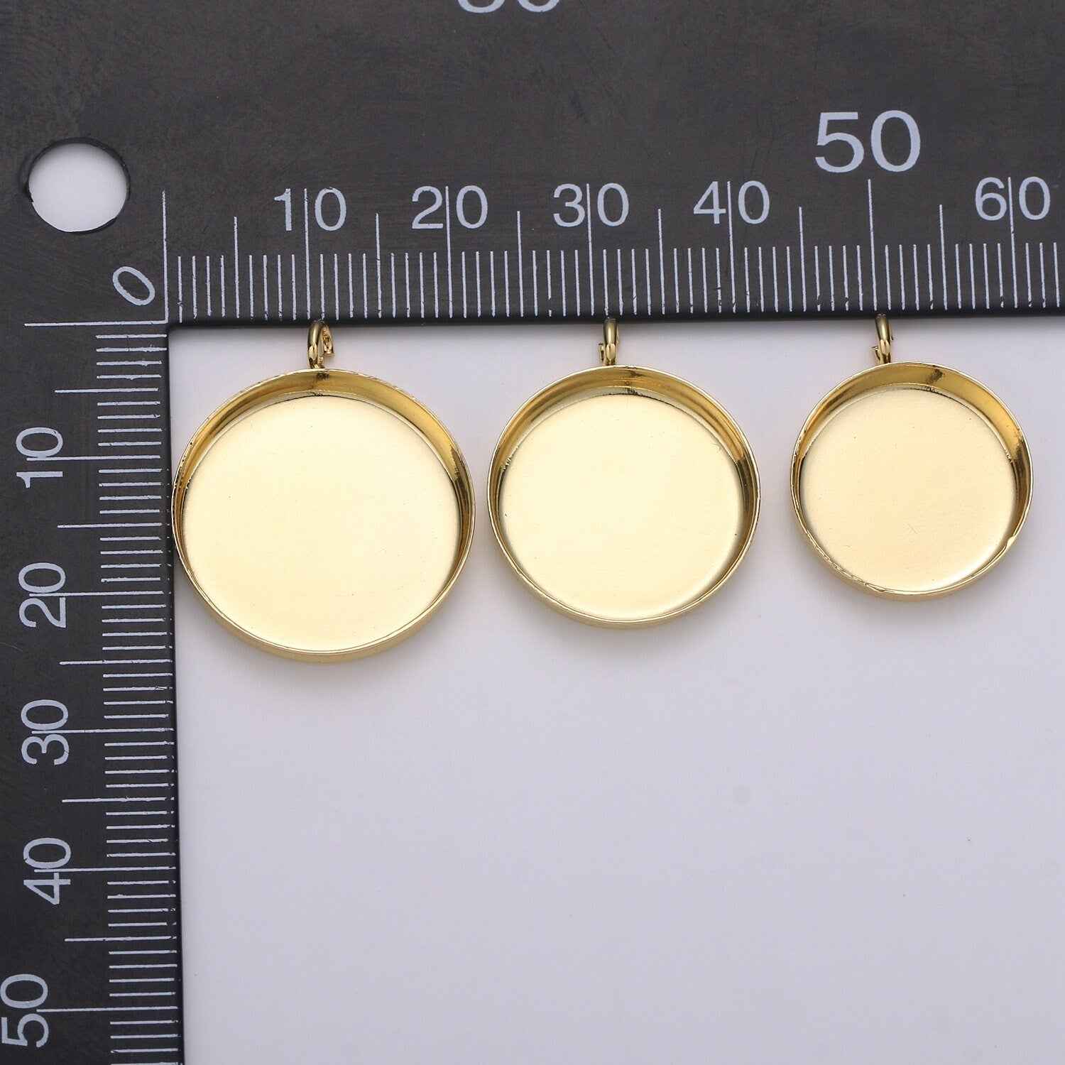1pcs 14kGold Circular Bezel Cup Earring,Supplies for DIY Earring & Pendat Jewelry,Perfect for DIYRound Pendant Tray with Loop 926-928