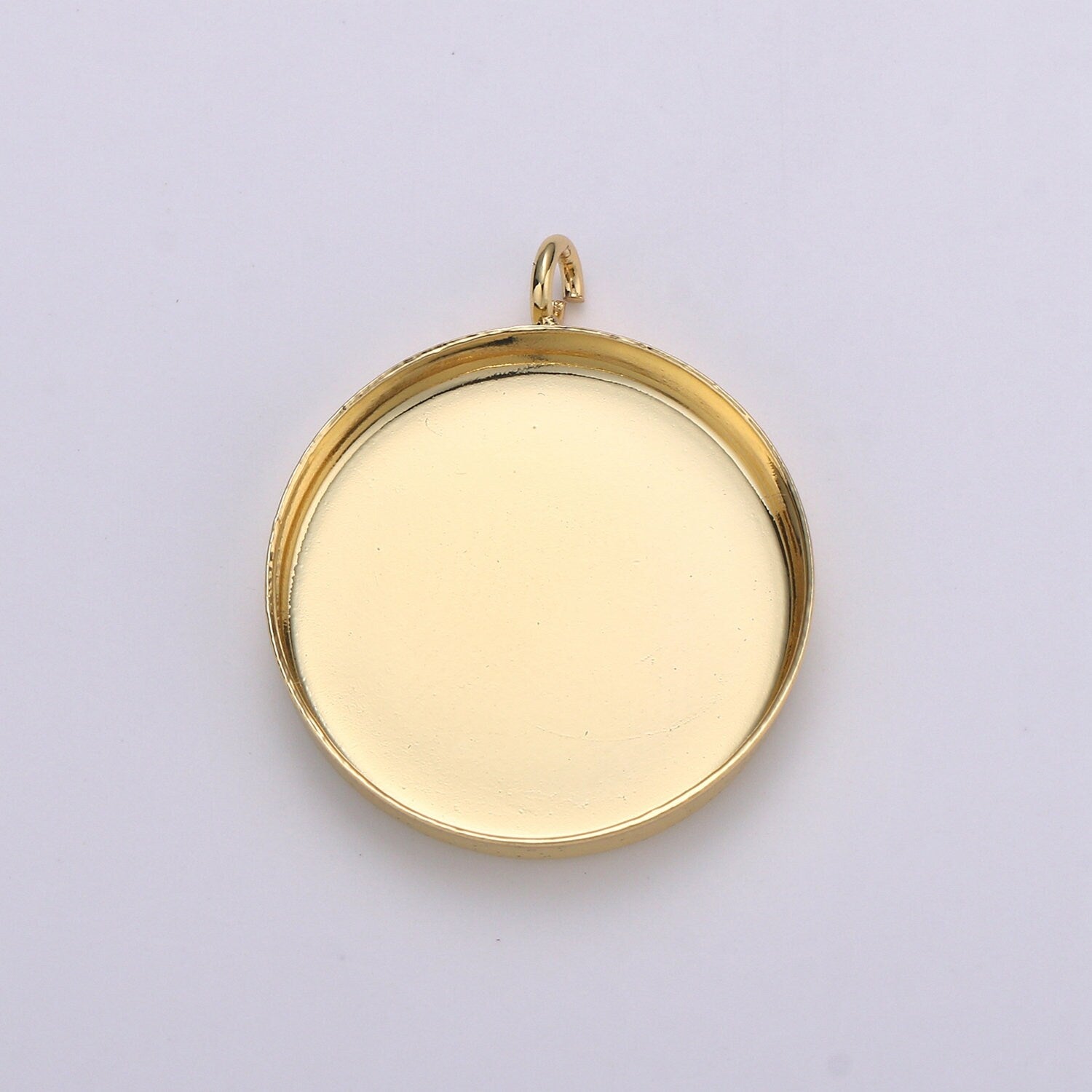 1pcs 14kGold Circular Bezel Cup Earring,Supplies for DIY Earring & Pendat Jewelry,Perfect for DIYRound Pendant Tray with Loop 926-928