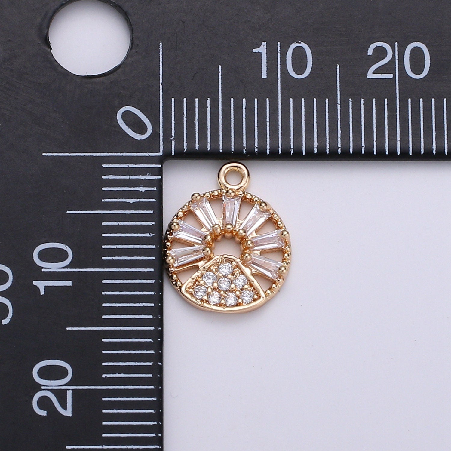 18K Gold Angel Charm, Micro Pave Cubic Zirconia Mini Pendant, Dainty beautiful Jewelry CharmBracelet Earring Necklace,Princess Cut CZ