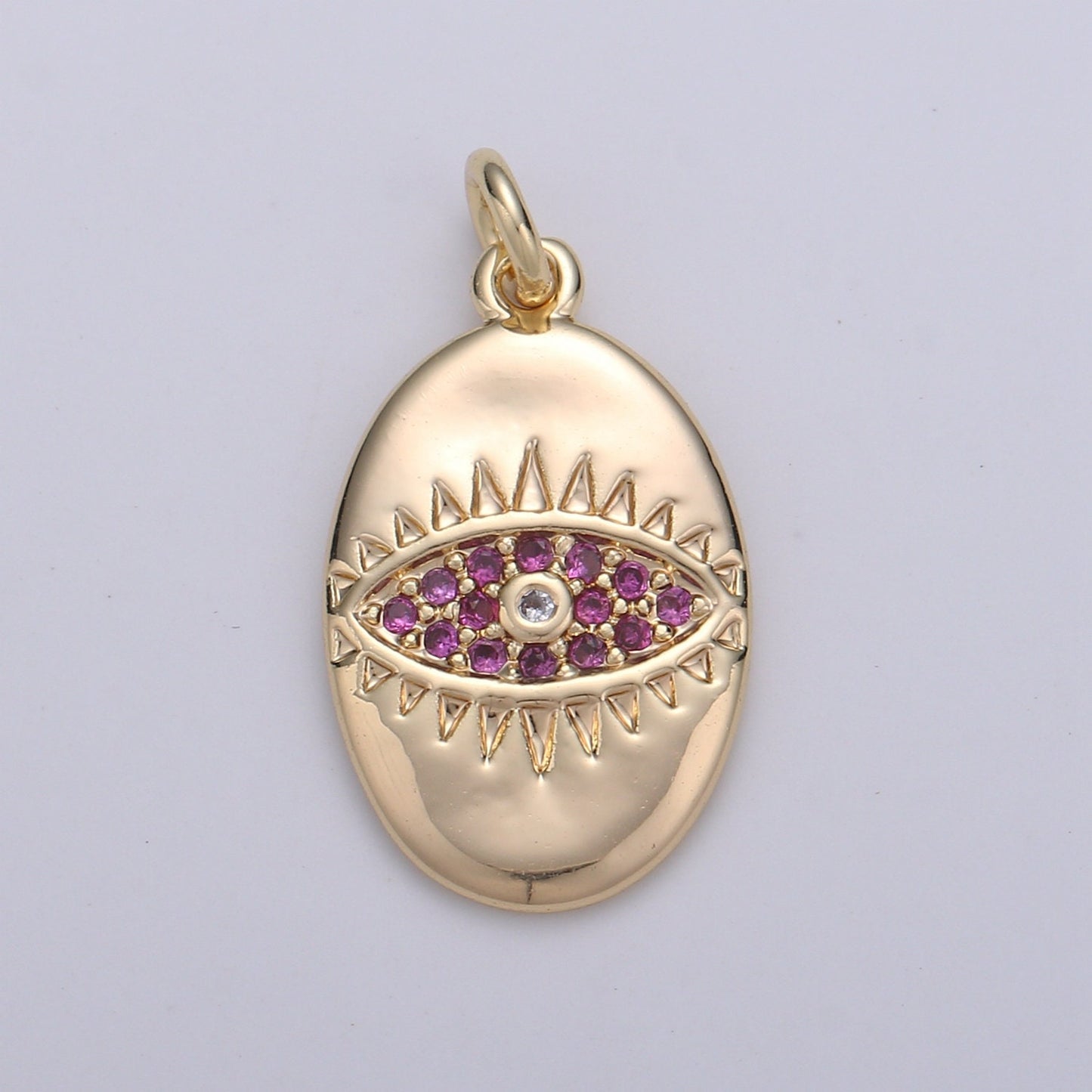 1pc 18k Gold Micro Pave CZ Evil Eye Pendant Charm, For DIY Jewelry, Red, Blue, Green,Clear CZ Evil Eye Charm