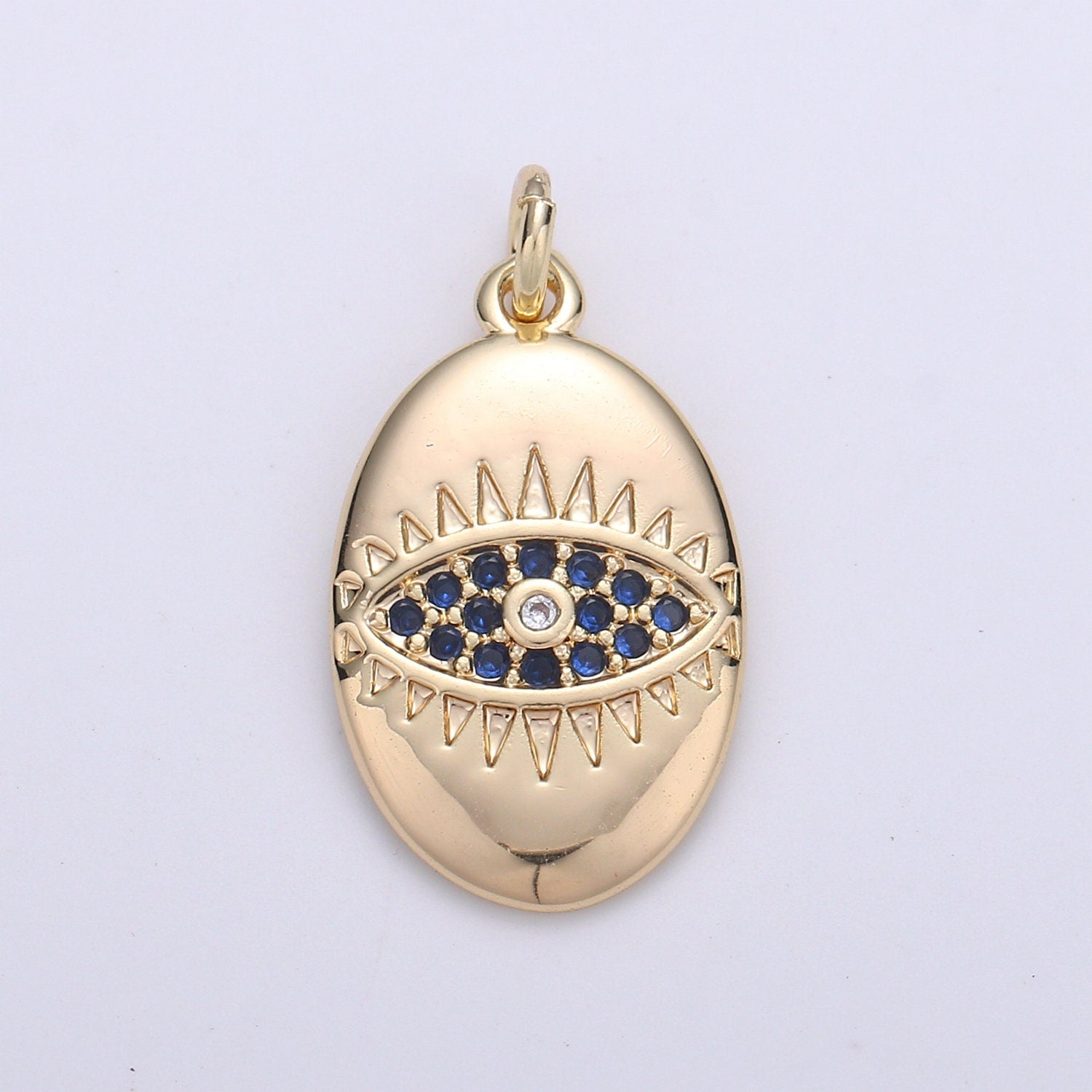 1pc 18k Gold Micro Pave CZ Evil Eye Pendant Charm, For DIY Jewelry, Red, Blue, Green,Clear CZ Evil Eye Charm