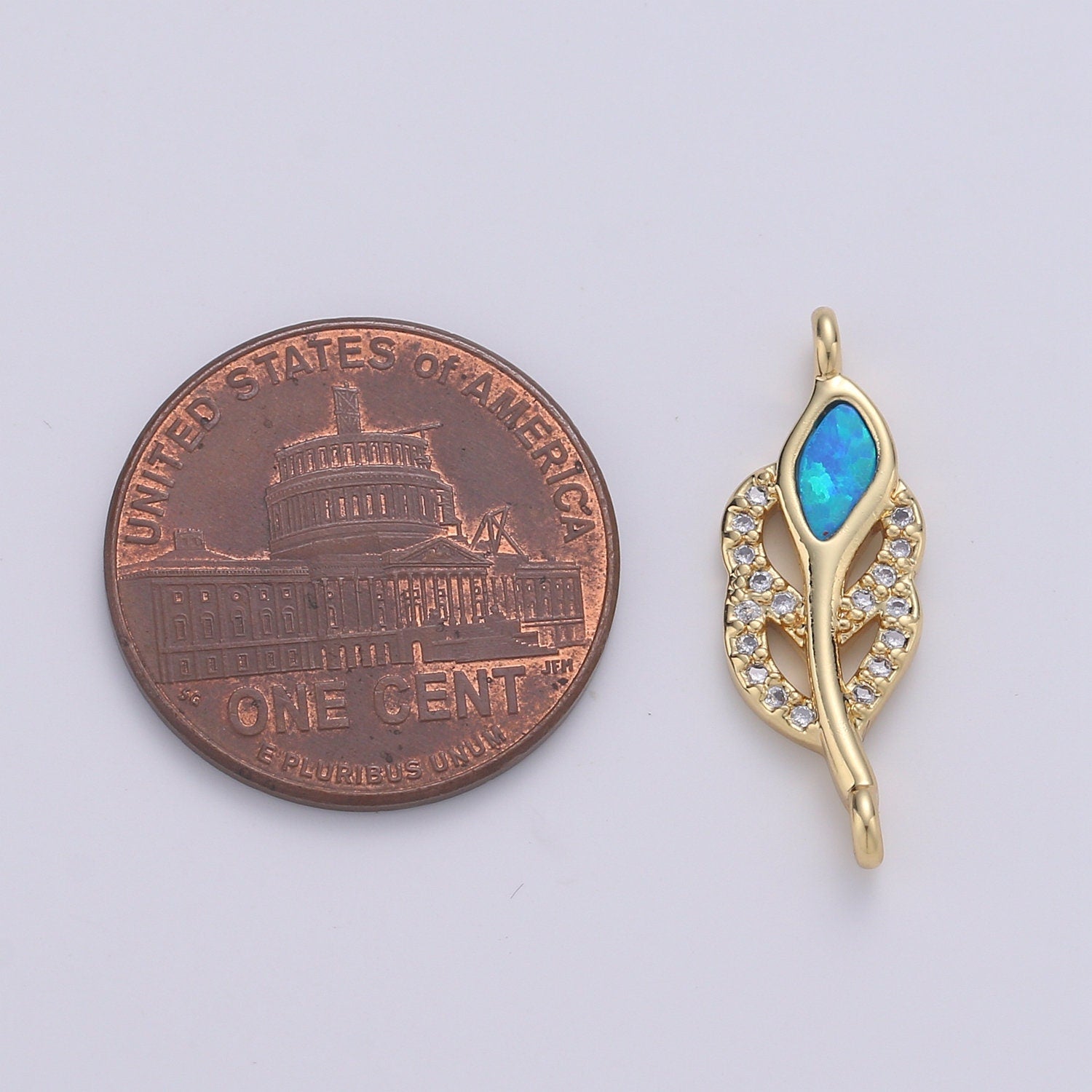 Leaf Cubic Pave 14K Gold FIlling Connector Blue Red White Dainty Connector for Necklace Bracelet Supply
