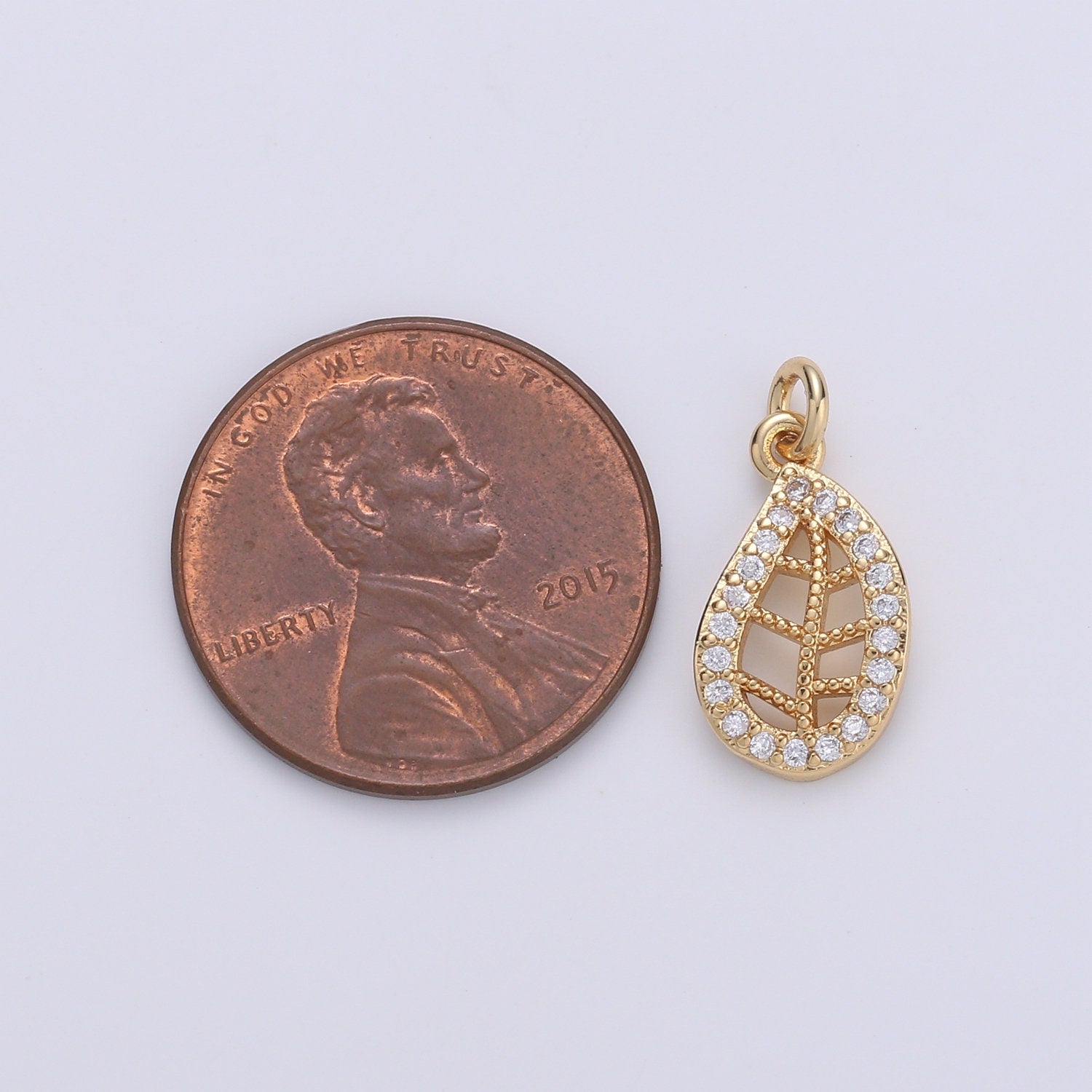 1x Dainty Gold Leaf Charms Pendant, Cubic Leaf Charm DIY Earring Necklace Jewelry Accessory DIY Craft Micro Pave Charm