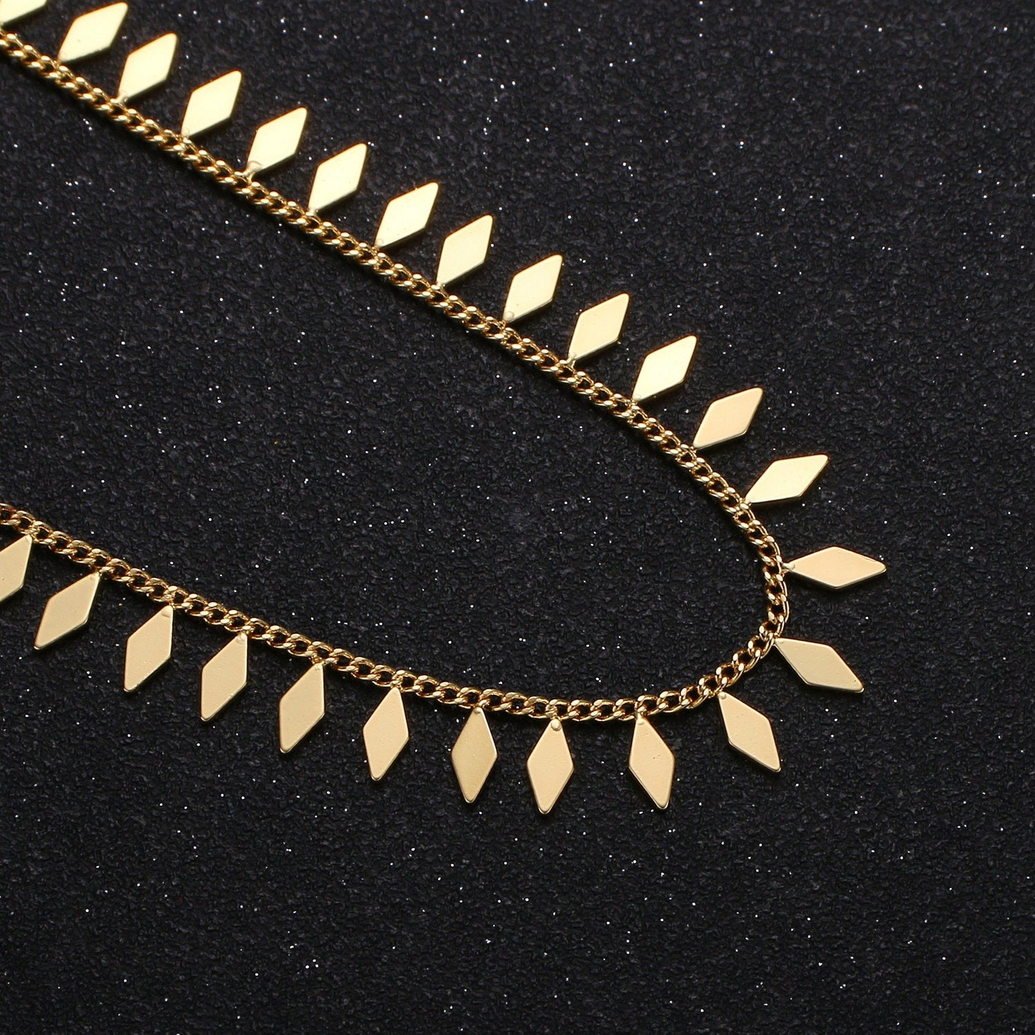 Diamond Shape Charm 24K Gold Chain by Yard, Rhombus Charm Chain by Foot, Wholesale Roll Chain for DIY Jewelry ,Thickness 0.6mm,314