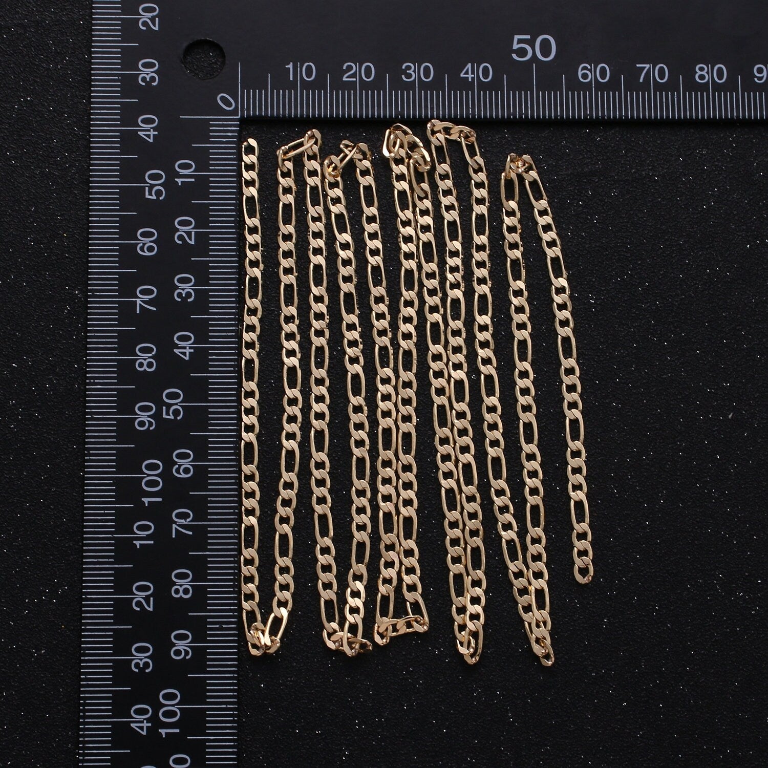 24K Gold Figaro Chain by Yard, Link Cable Link Elongate Chain, Wholesale bulk Roll Chain Jewelry Making 2.8 mm width,roll-275