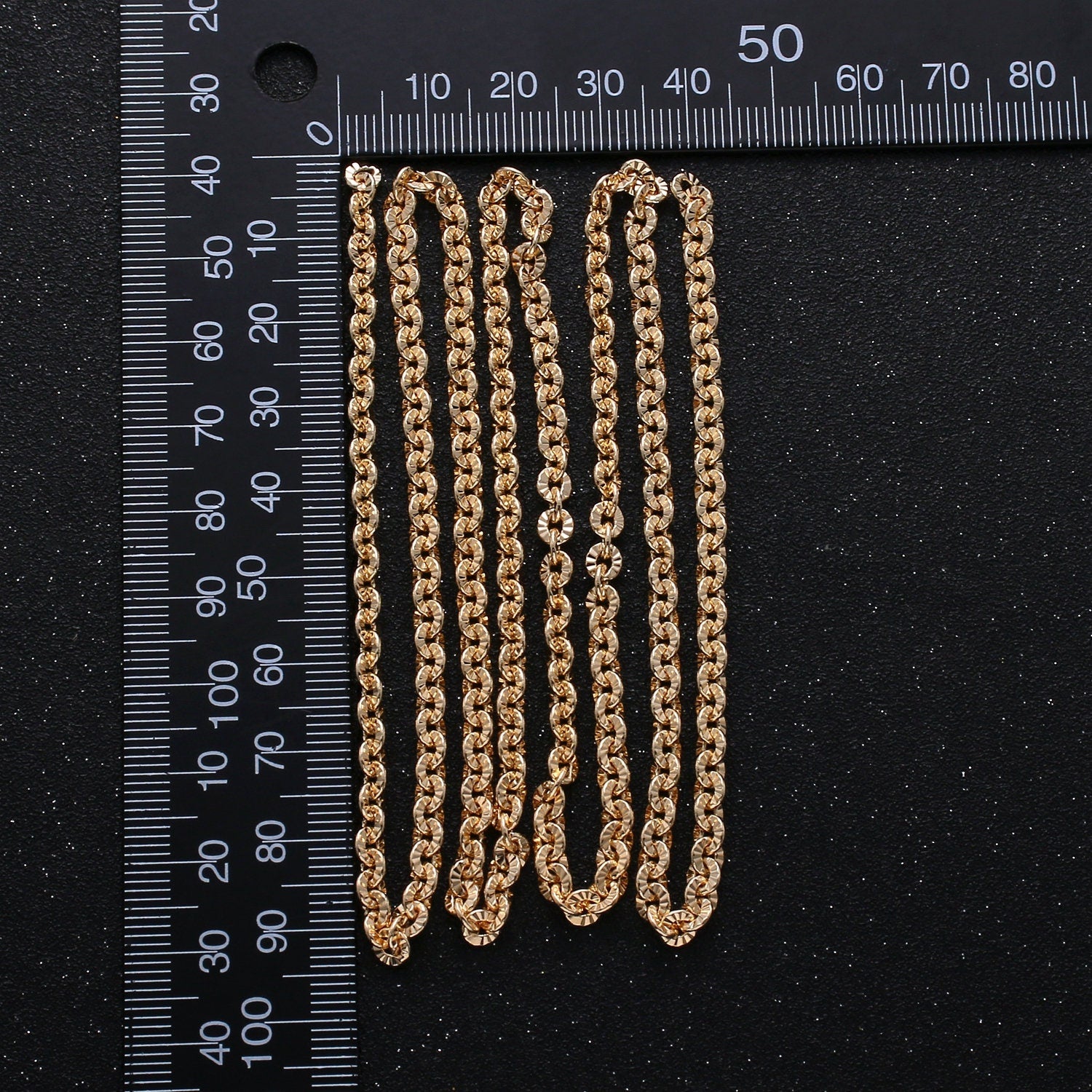 24K Gold ShinyRollo Chain by Yard, Gold Bold Fancy Chain by Foot, Wholesale bulk Roll Chain for Jewelry Making, Width 4.1mm, 265