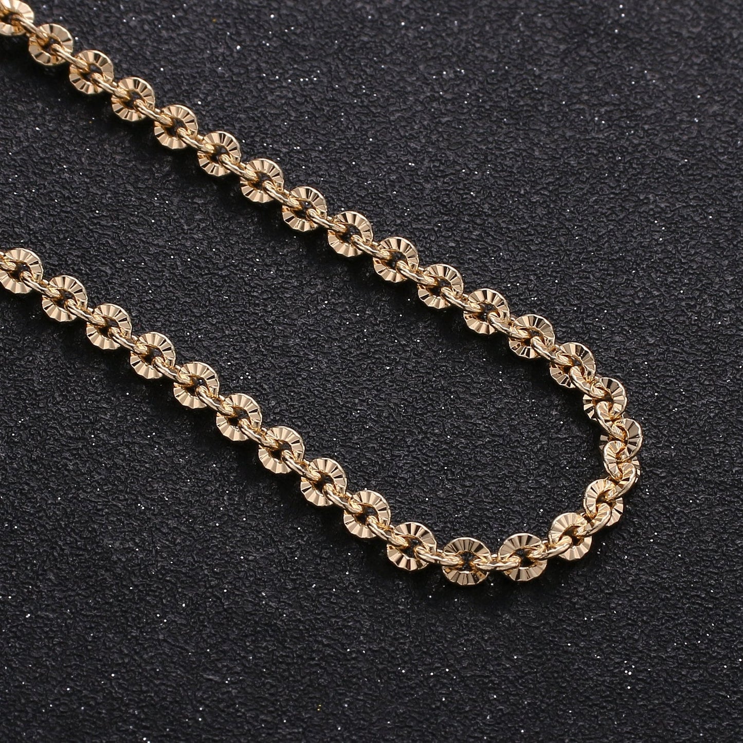 24K Gold ShinyRollo Chain by Yard, Gold Bold Fancy Chain by Foot, Wholesale bulk Roll Chain for Jewelry Making, Width 4.1mm, 265