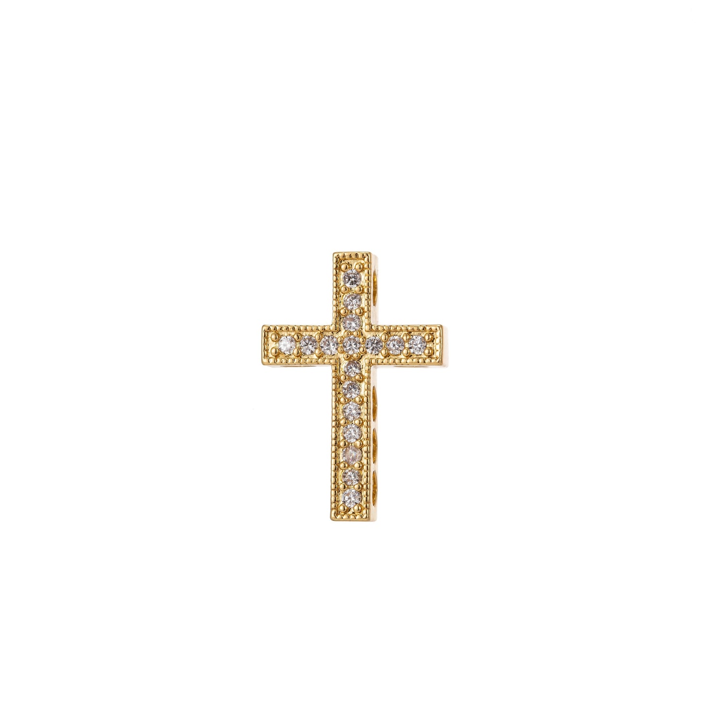 Cross Micro Pave CZ 14K Gold Bead, Good For Earring, Necklace, and bracelet, vertically or horizontally design charm,Gun Metal Plated