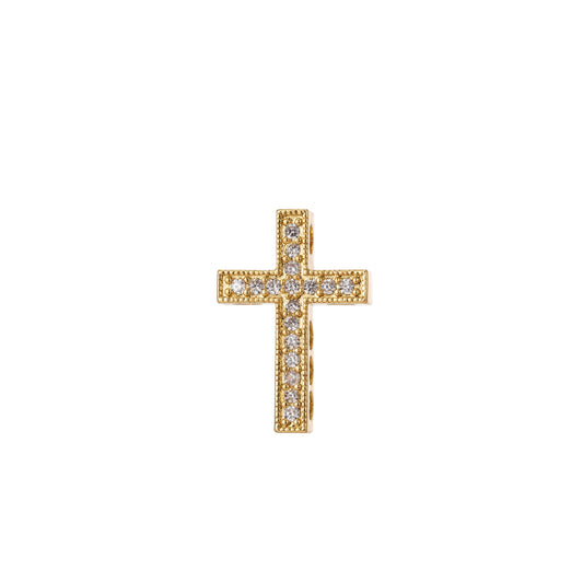 Cross Micro Pave CZ 14K Gold Bead, Good For Earring, Necklace, and bracelet, vertically or horizontally design charm,Gun Metal Plated