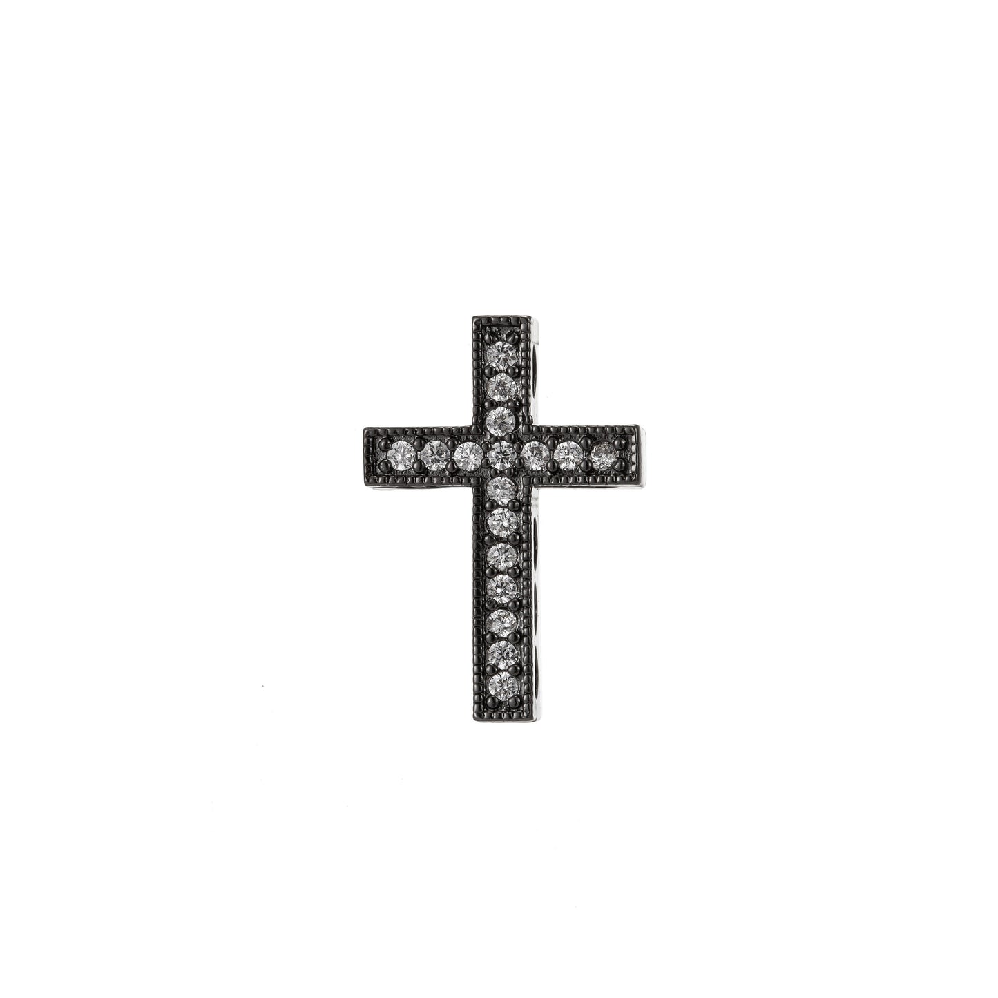 Cross Micro Pave CZ 14K Gold Bead, Good For Earring, Necklace, and bracelet, vertically or horizontally design charm,Gun Metal Plated