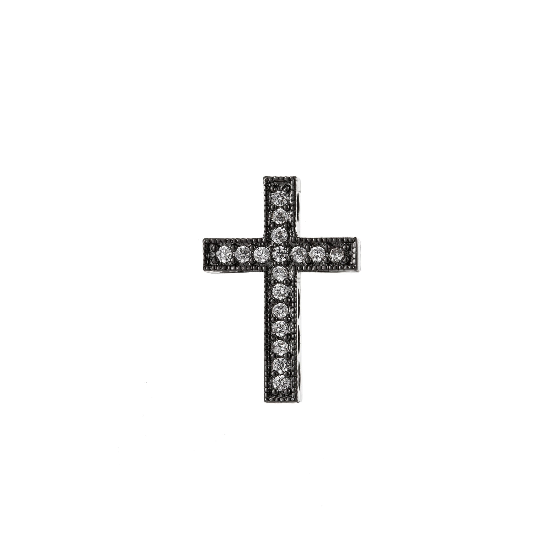 Cross Micro Pave CZ 14K Gold Bead, Good For Earring, Necklace, and bracelet, vertically or horizontally design charm,Gun Metal Plated